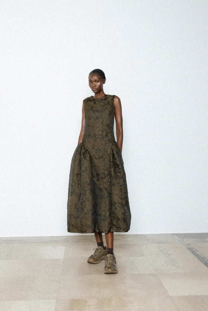 Cecilie Bahnsen Gine Dress Khaki – Rosens Stockholm