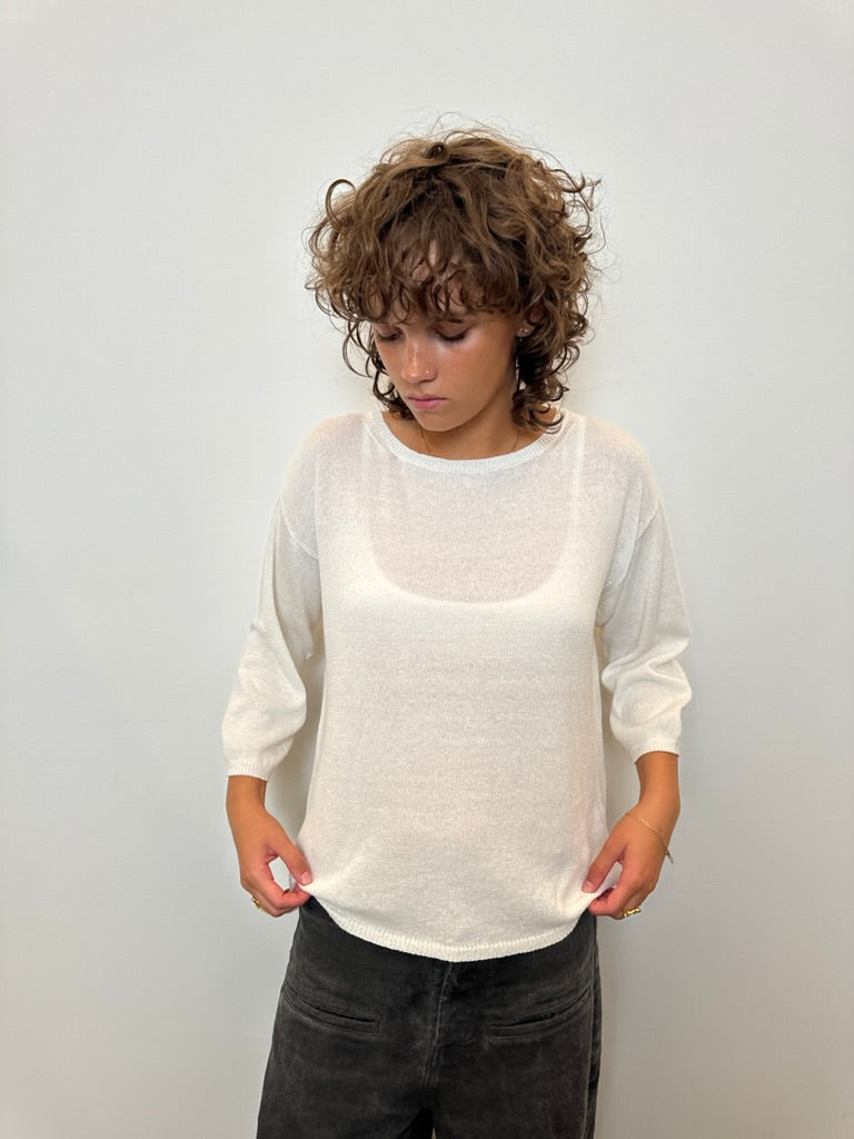 Private 0402 knit top in white