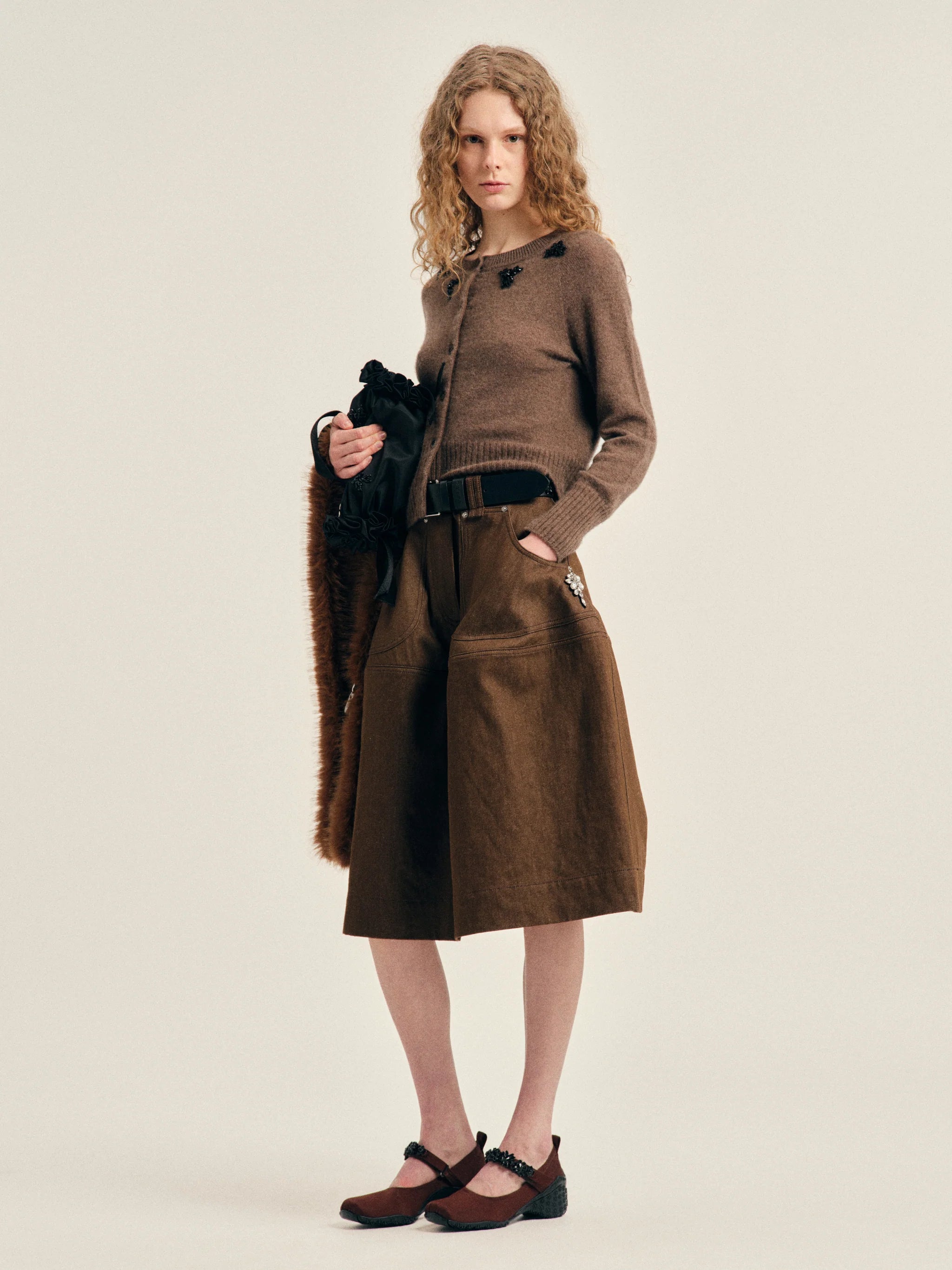 Simone Rocha Embellished Cashmere Cardigan - Peat