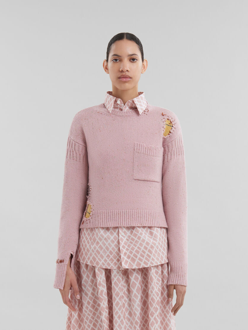 Marni Shetland wool jumper with Marni mending patches