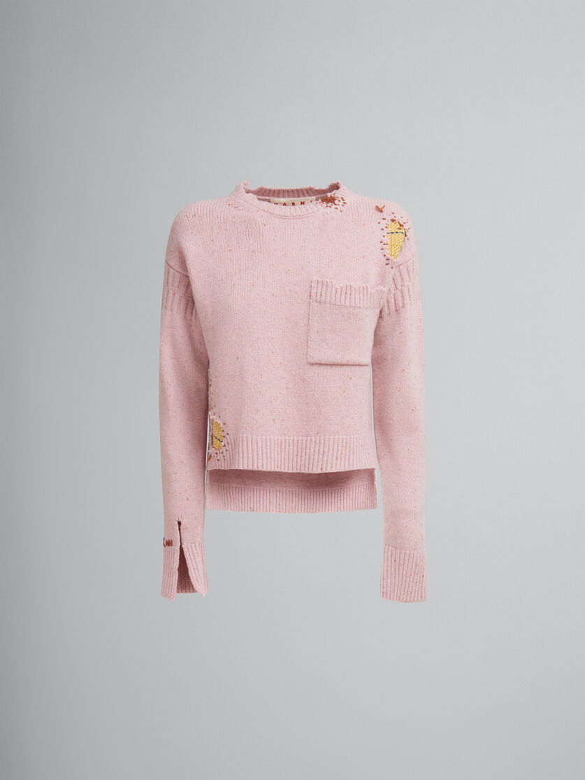 Marni Shetland wool jumper with Marni mending patches