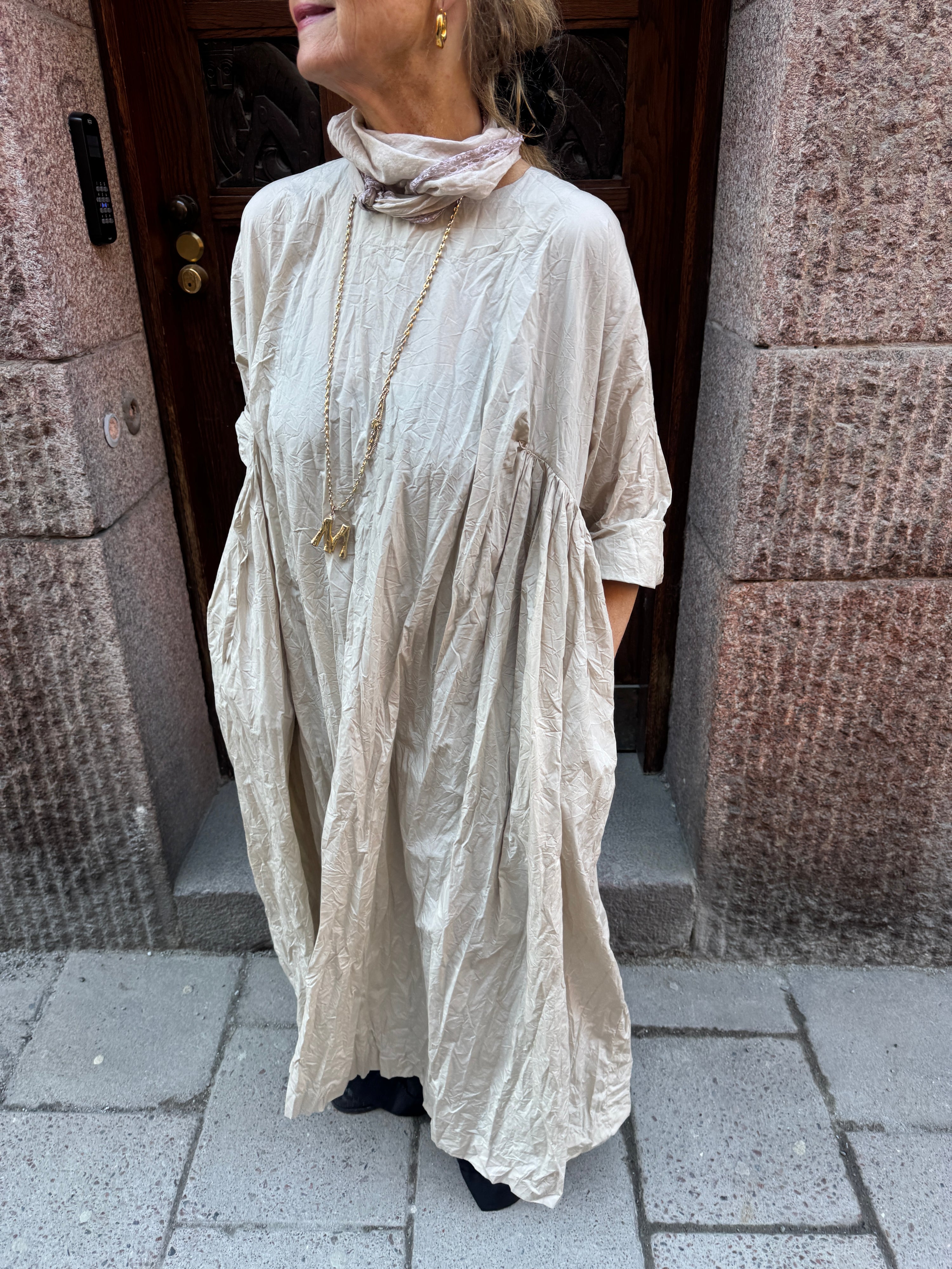 Daniela Gregis Milan Crispy Cotton Dress Beige