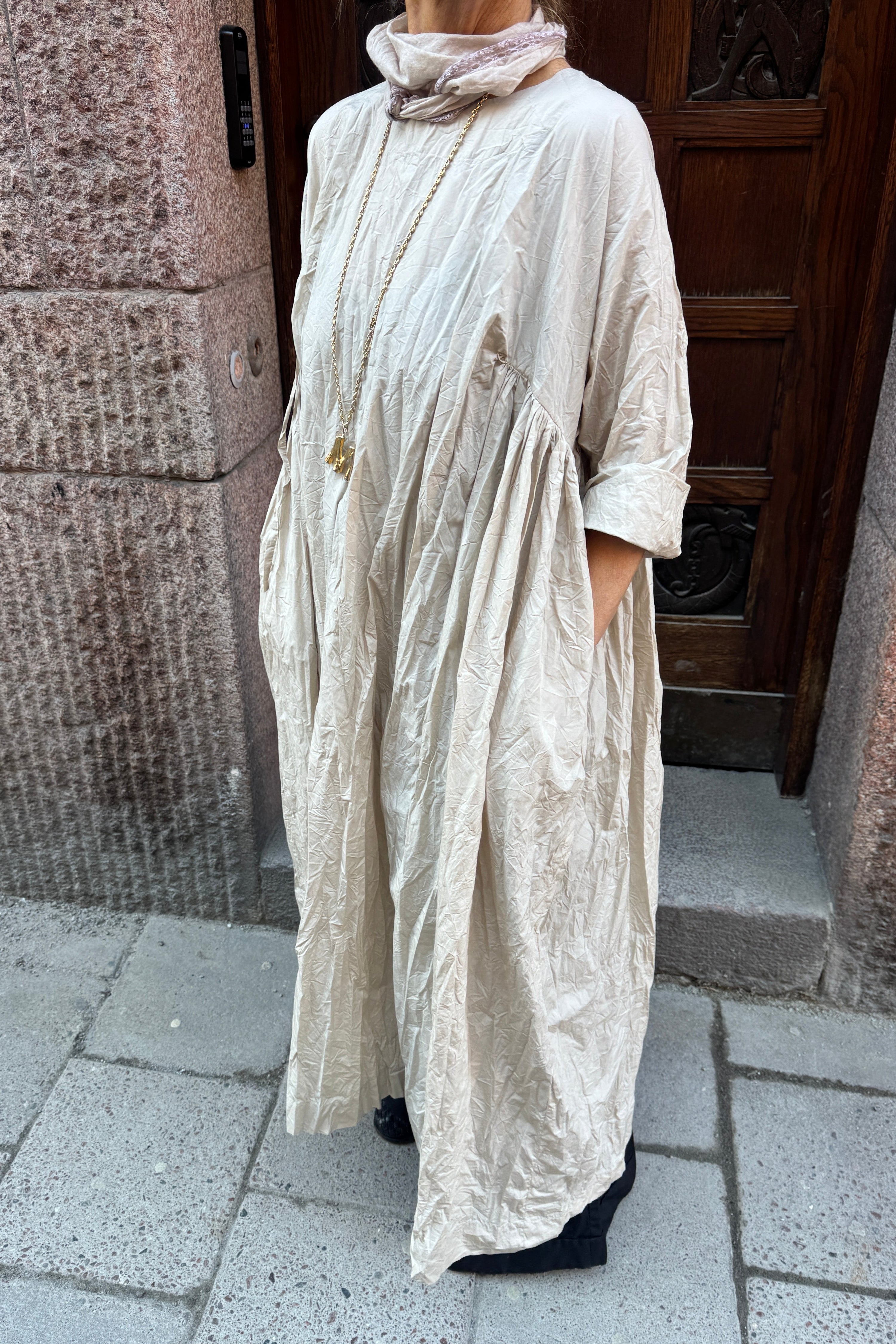 Daniela Gregis Milan Crispy Cotton Dress Beige