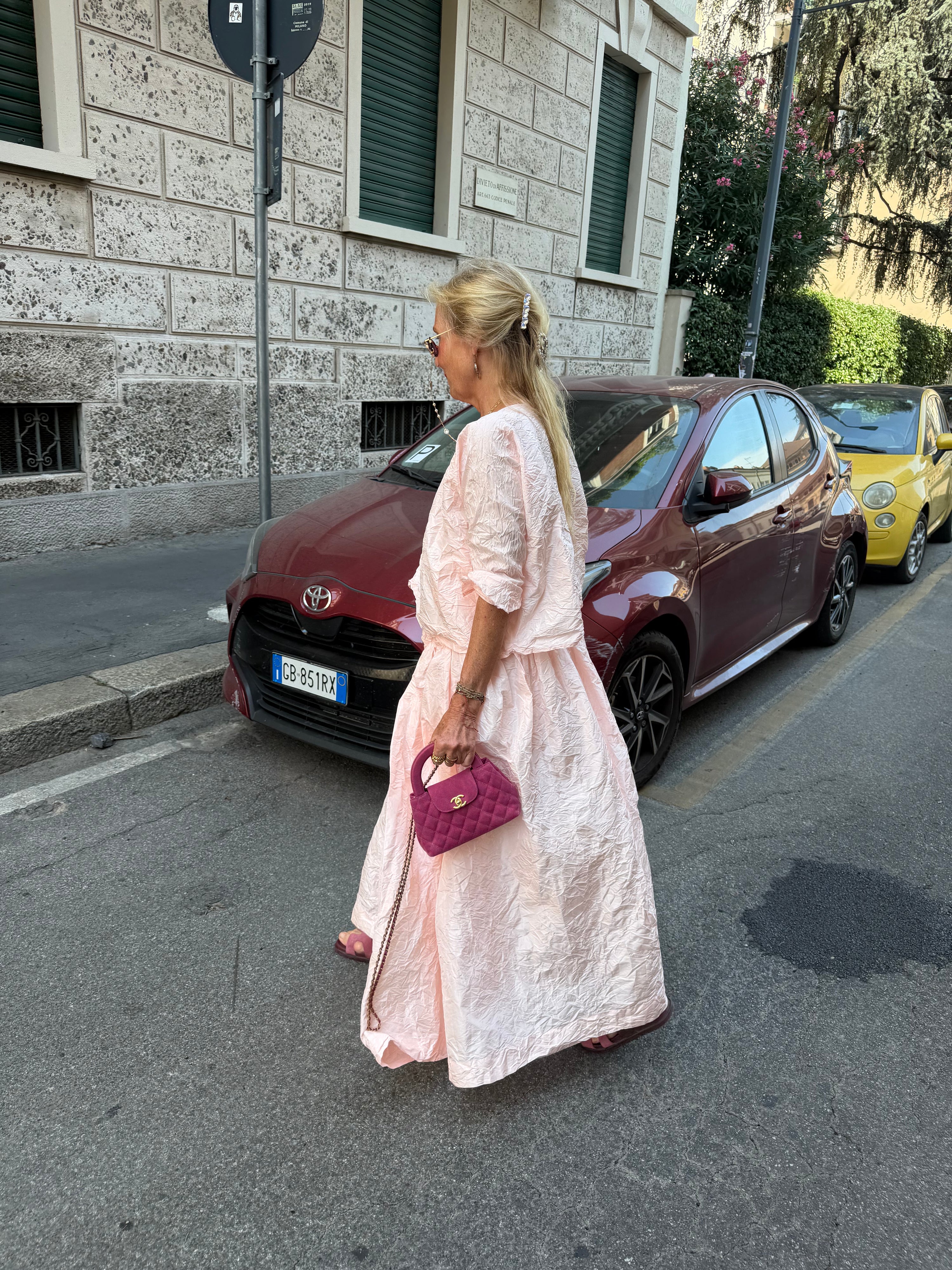 Daniela Gregis Taffeta Silk Skirt Blush