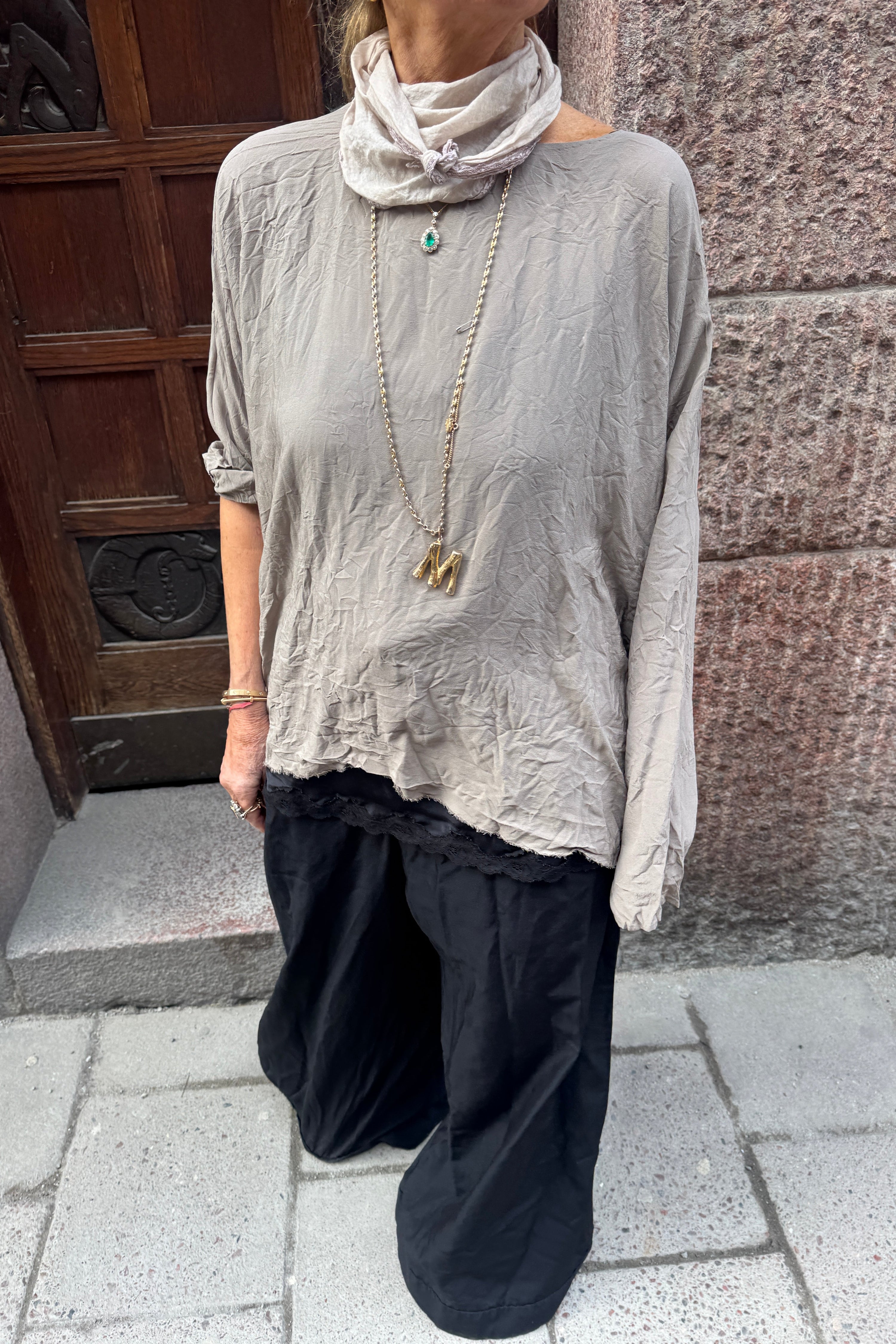 Daniela Gregis Longer silk top Earth