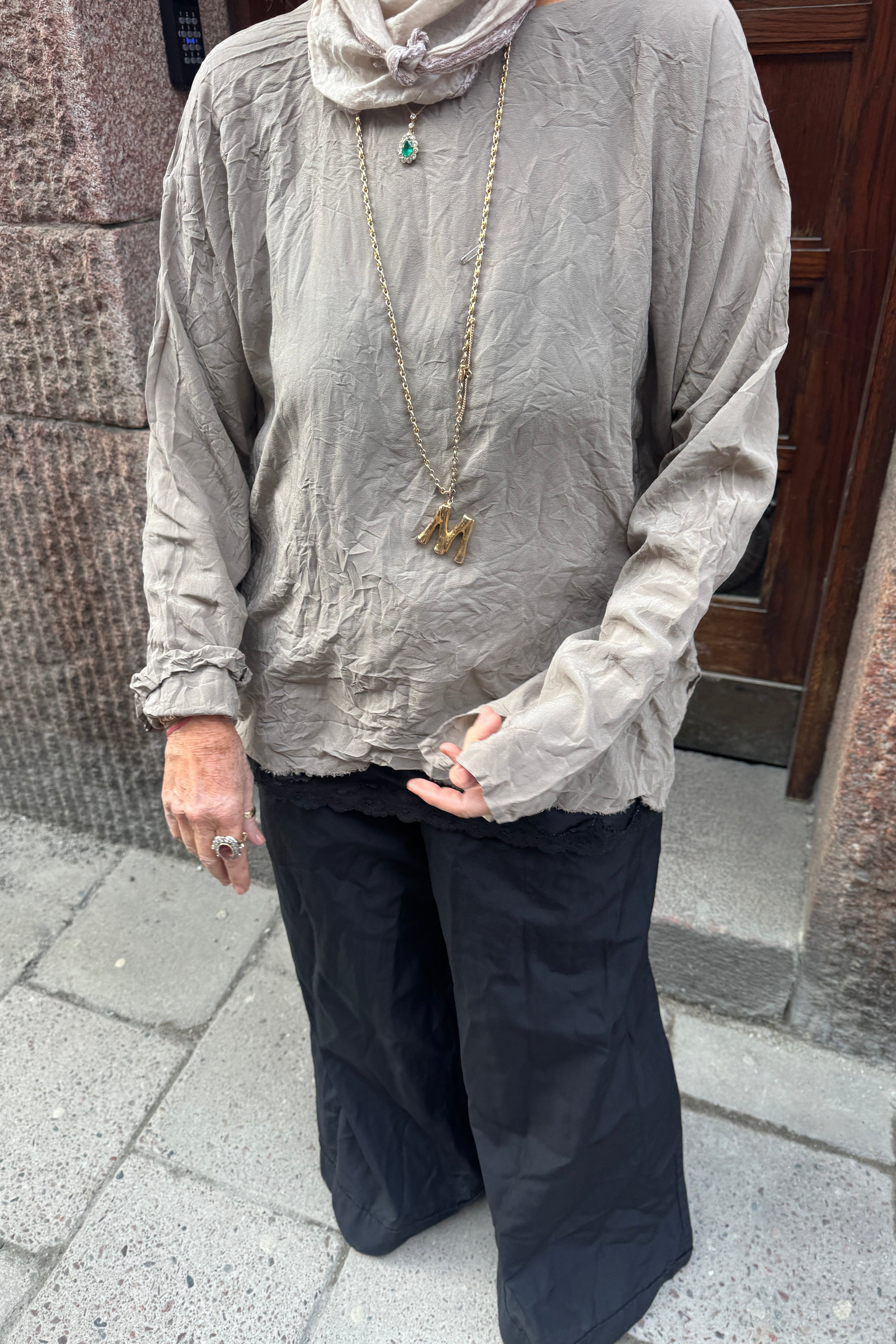 Daniela Gregis Longer silk top Earth