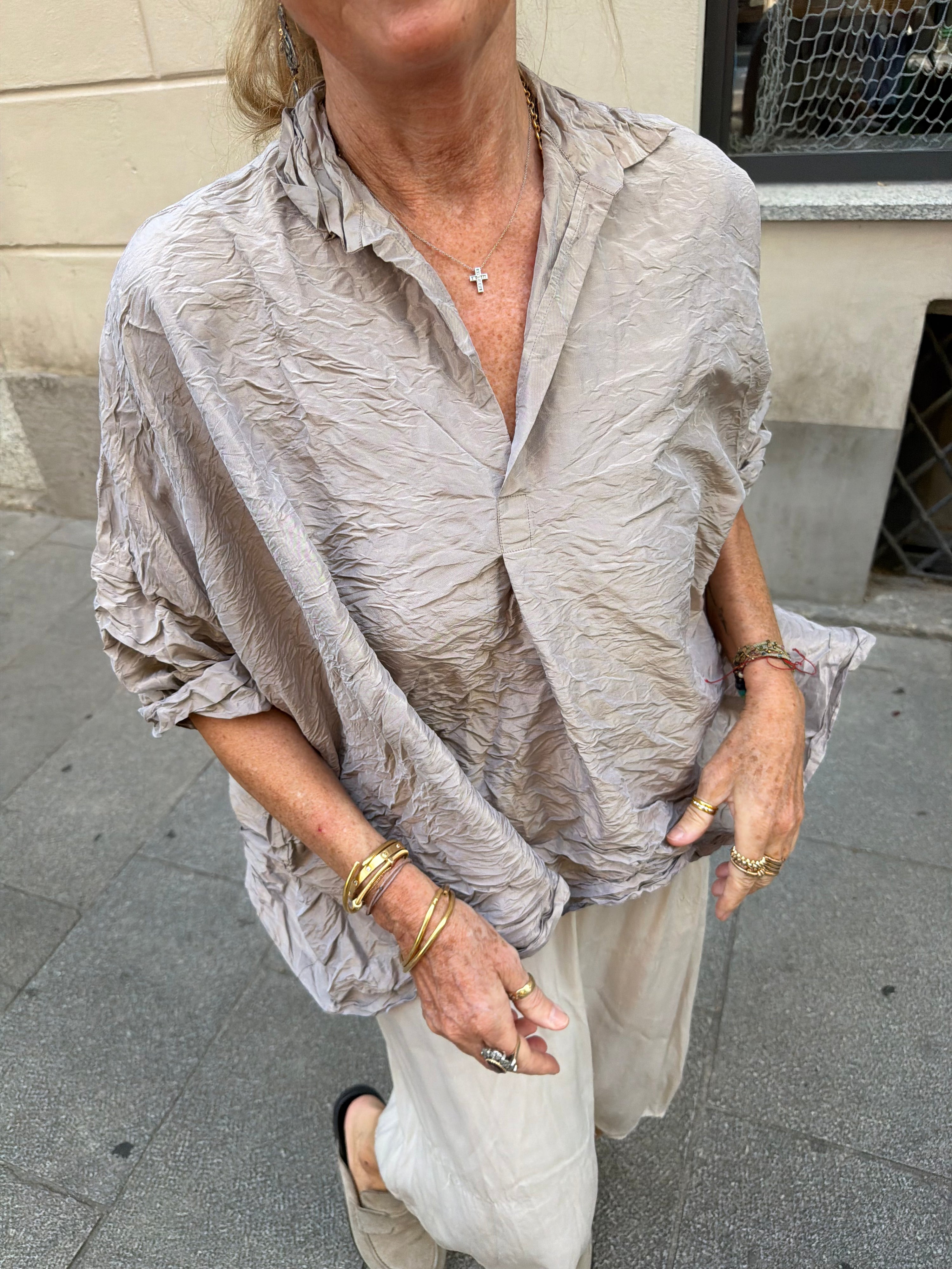 Daniela Gregis Taffeta Silk Venice Blouse - Earth