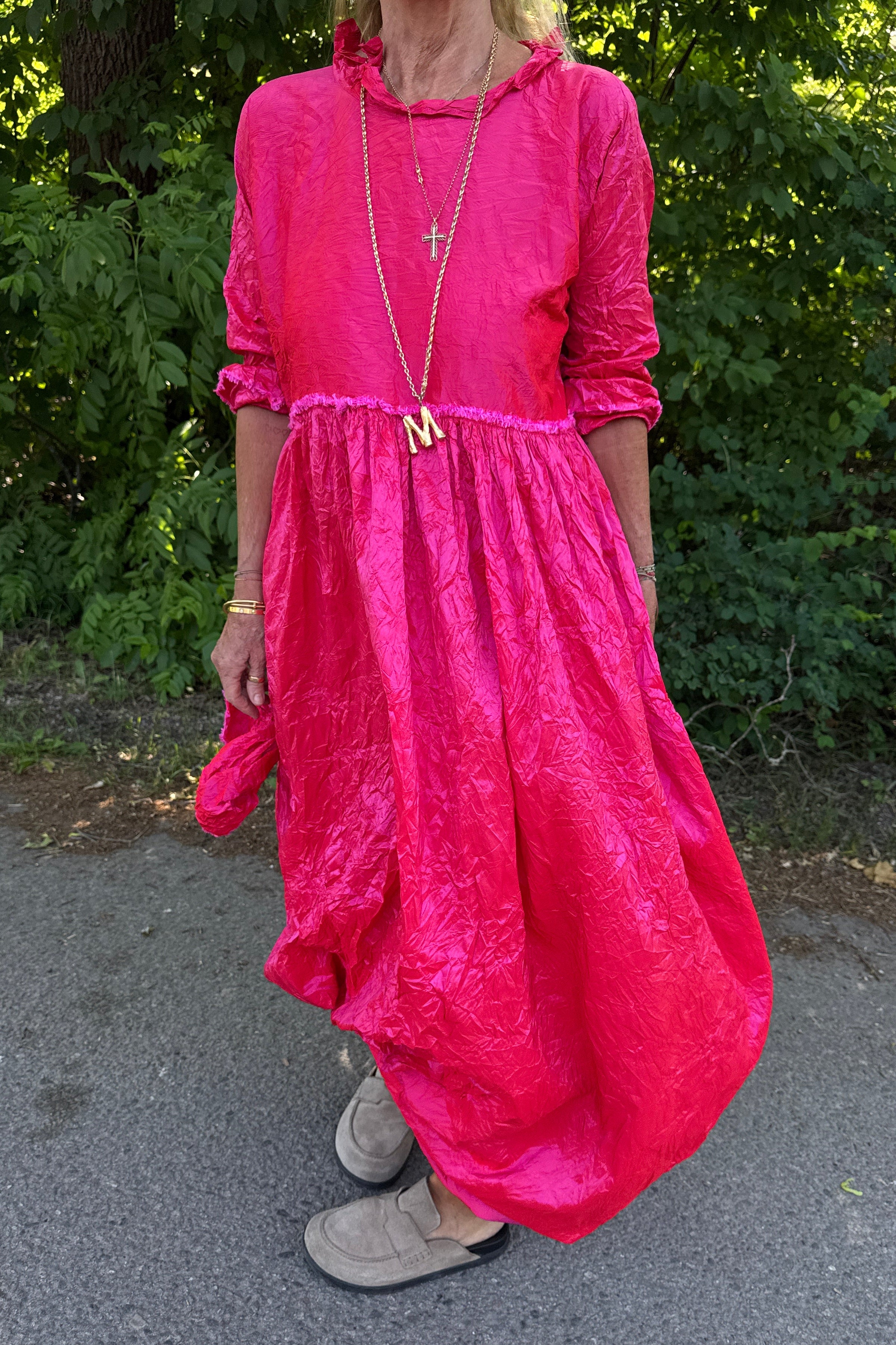 Daniela Gregis fuchsia taffeta dress