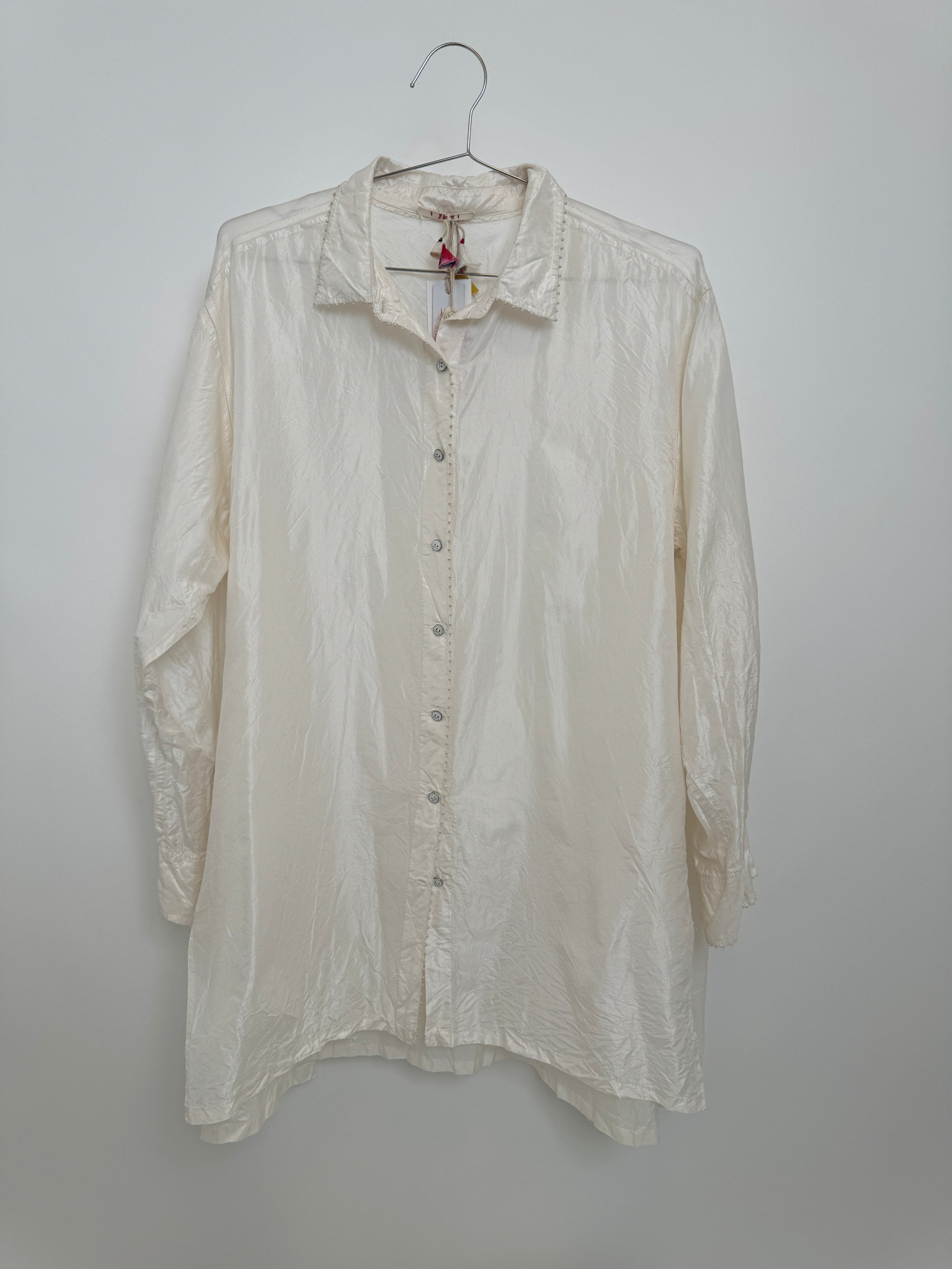 Pero silk side pocket shirt Cream