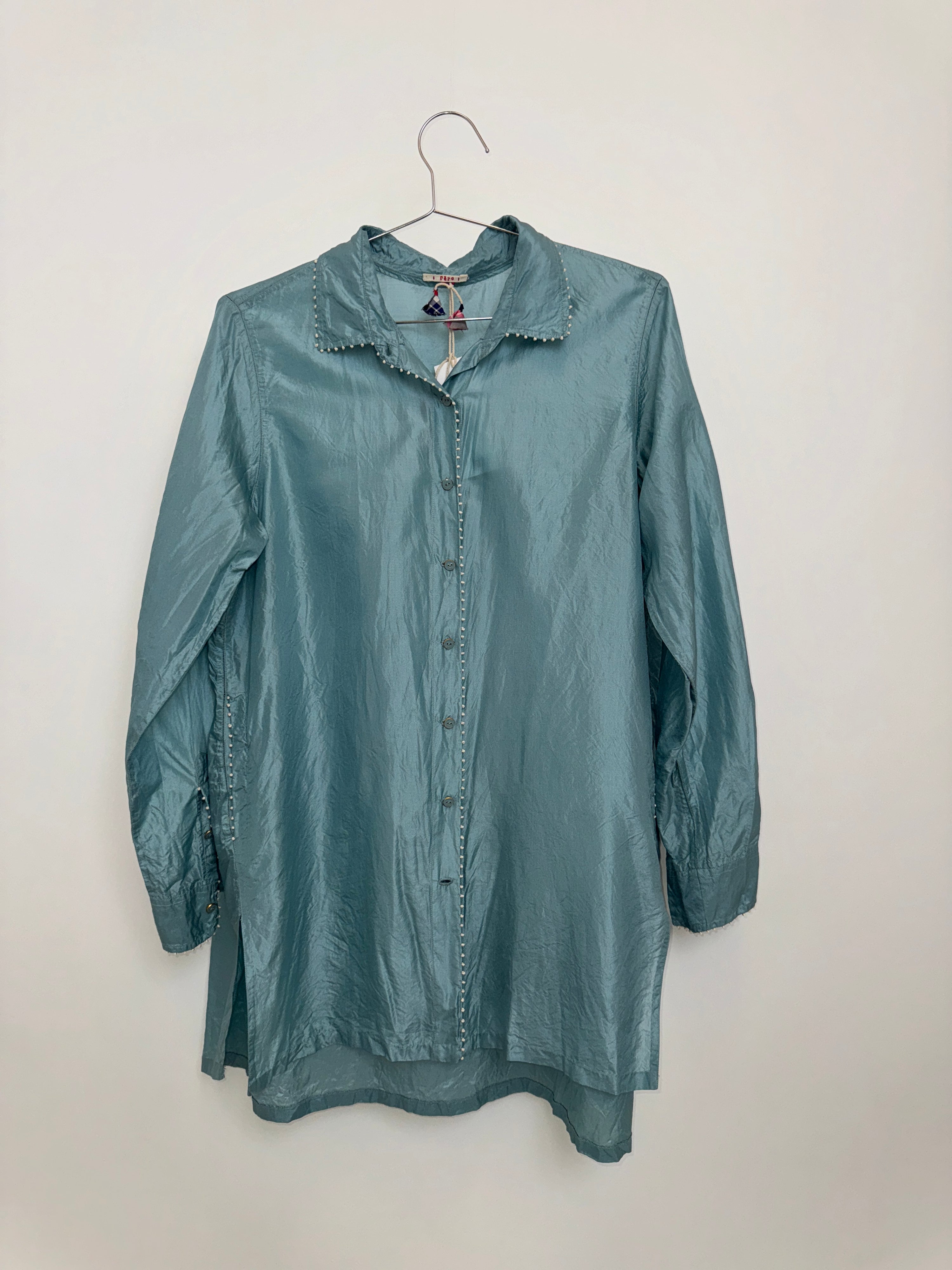 Pero silk side pocket shirt Blue