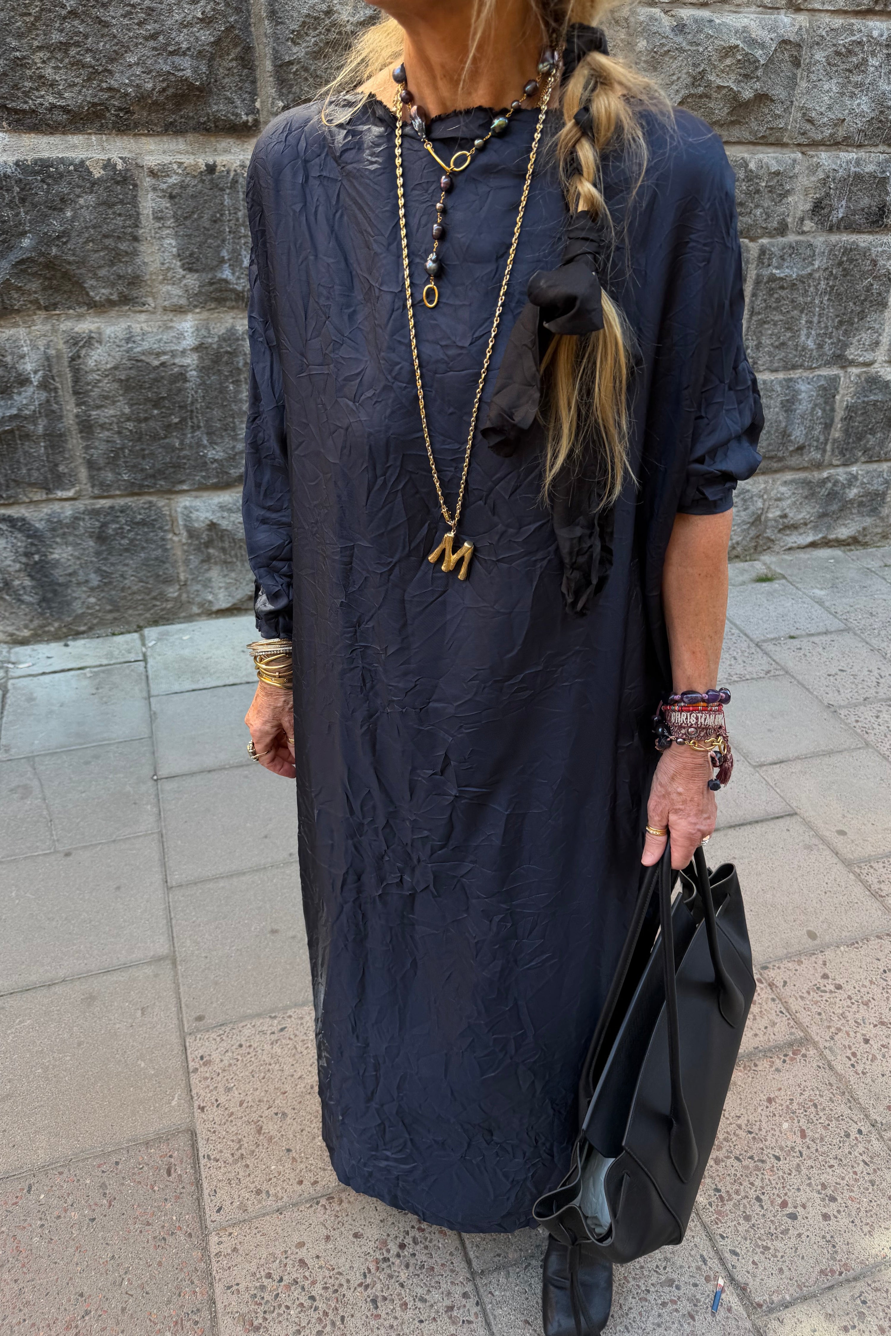 Daniela Gregis Manon Silk Twill Dress in Navy