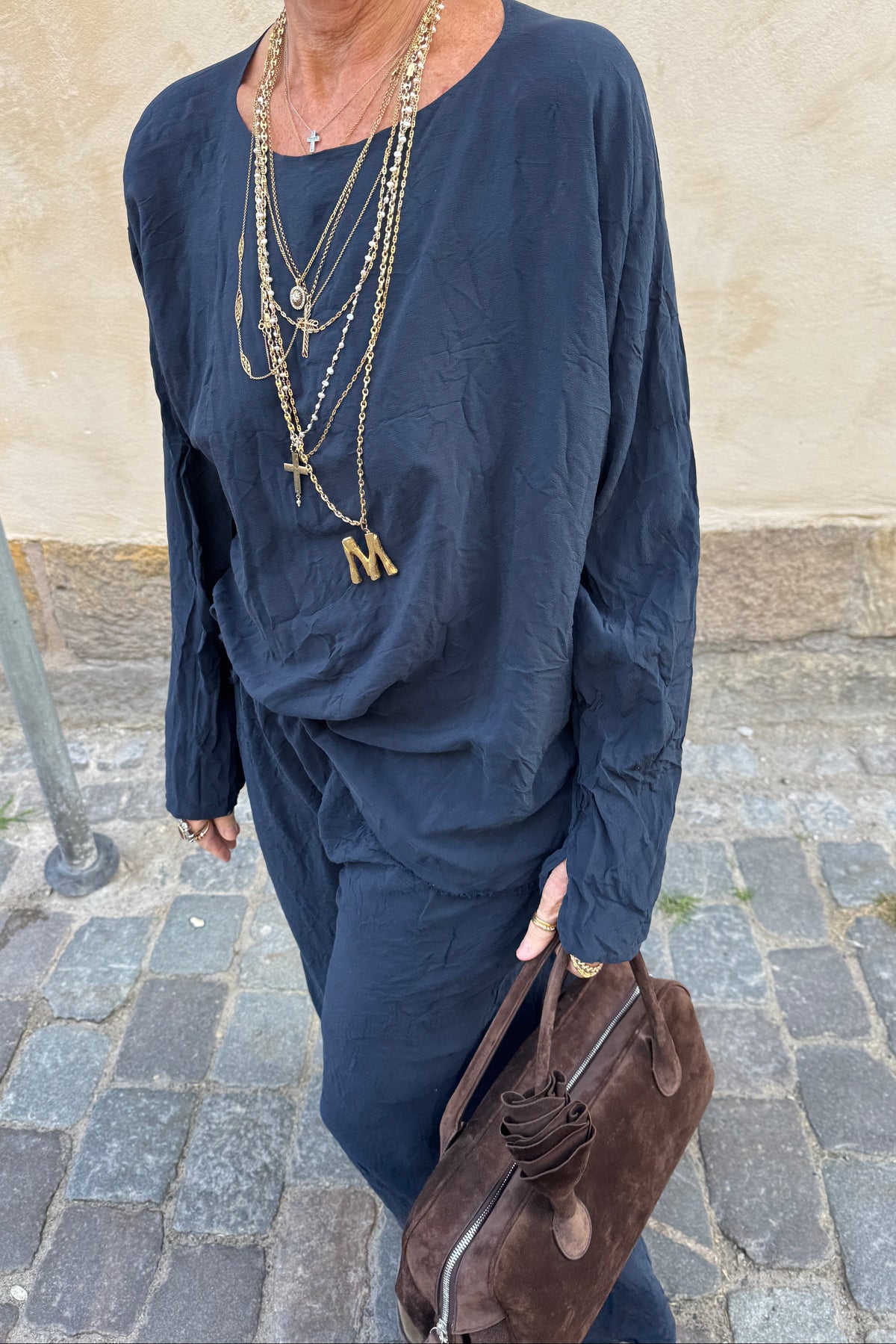 Daniela Gregis Longer silk top Navy
