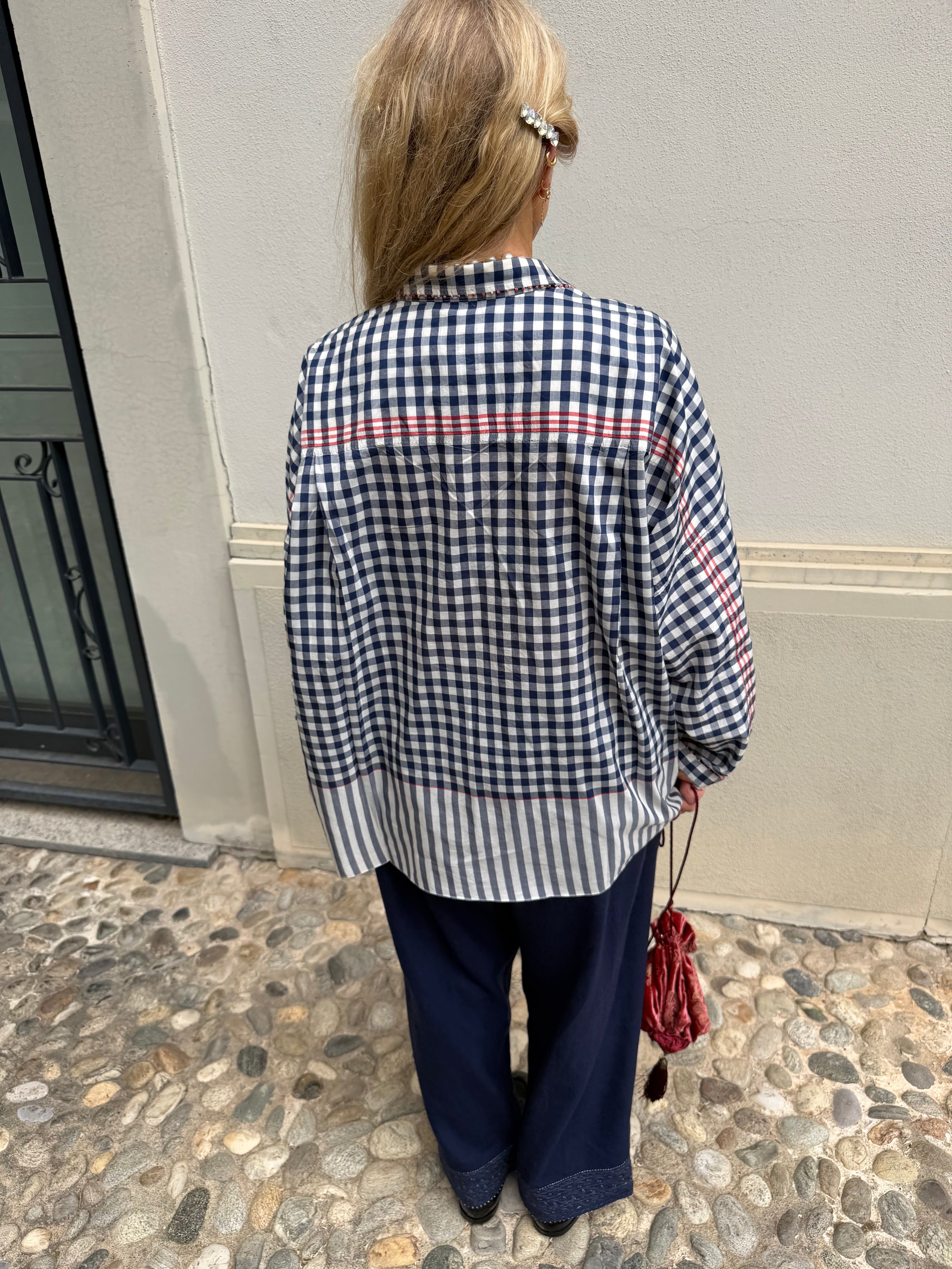 Pero Soft Youm Checked Navy Shirt