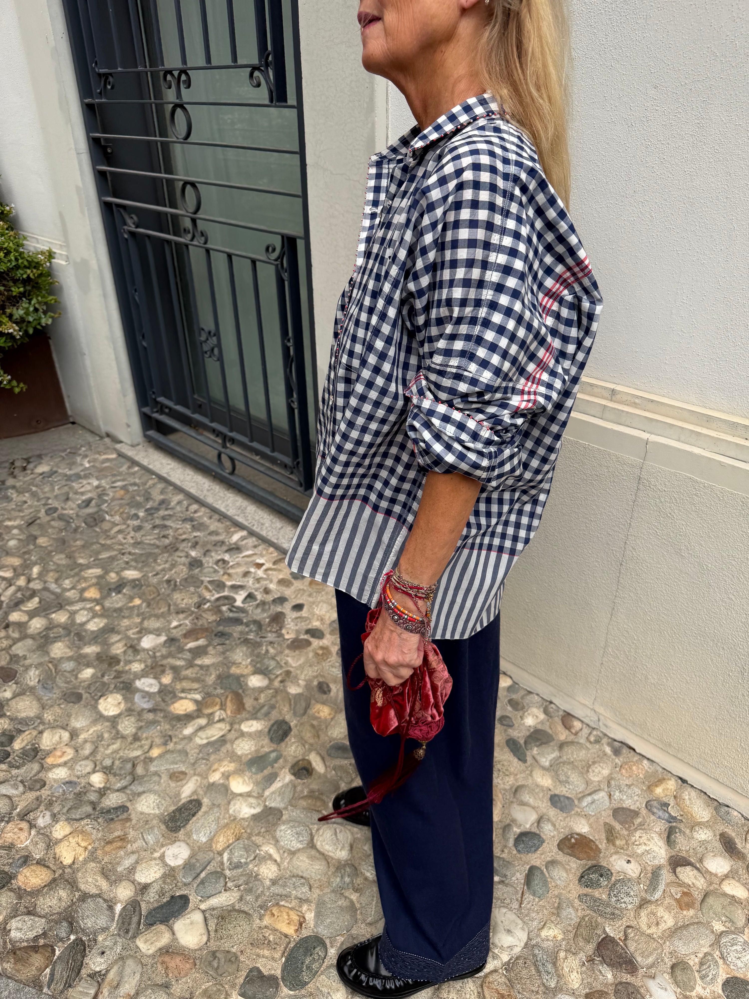 Pero Soft Youm Checked Navy Shirt