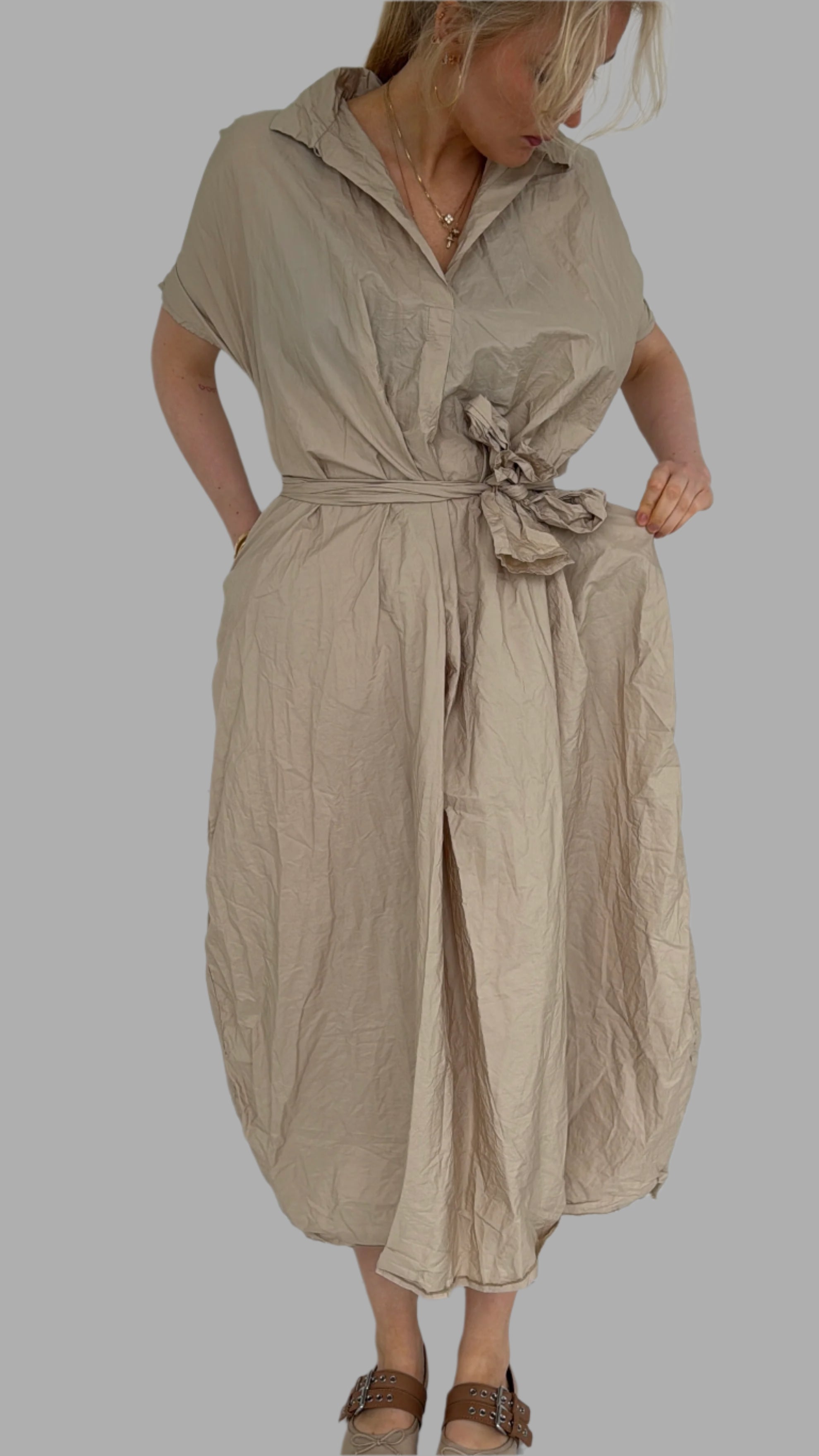 Daniela Gregis Crispy cotton Lena dress beige