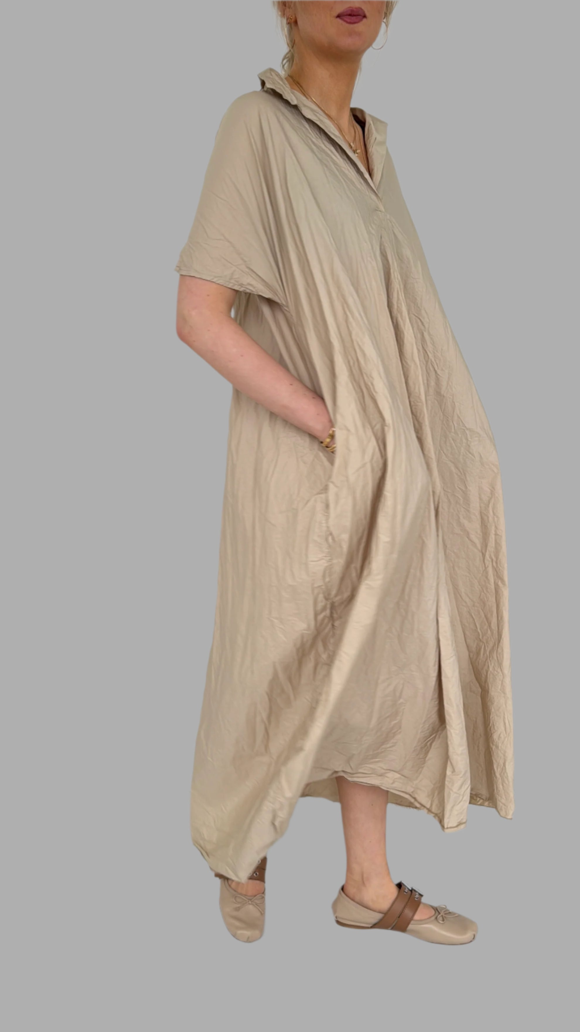 Daniela Gregis Crispy cotton Lena dress beige