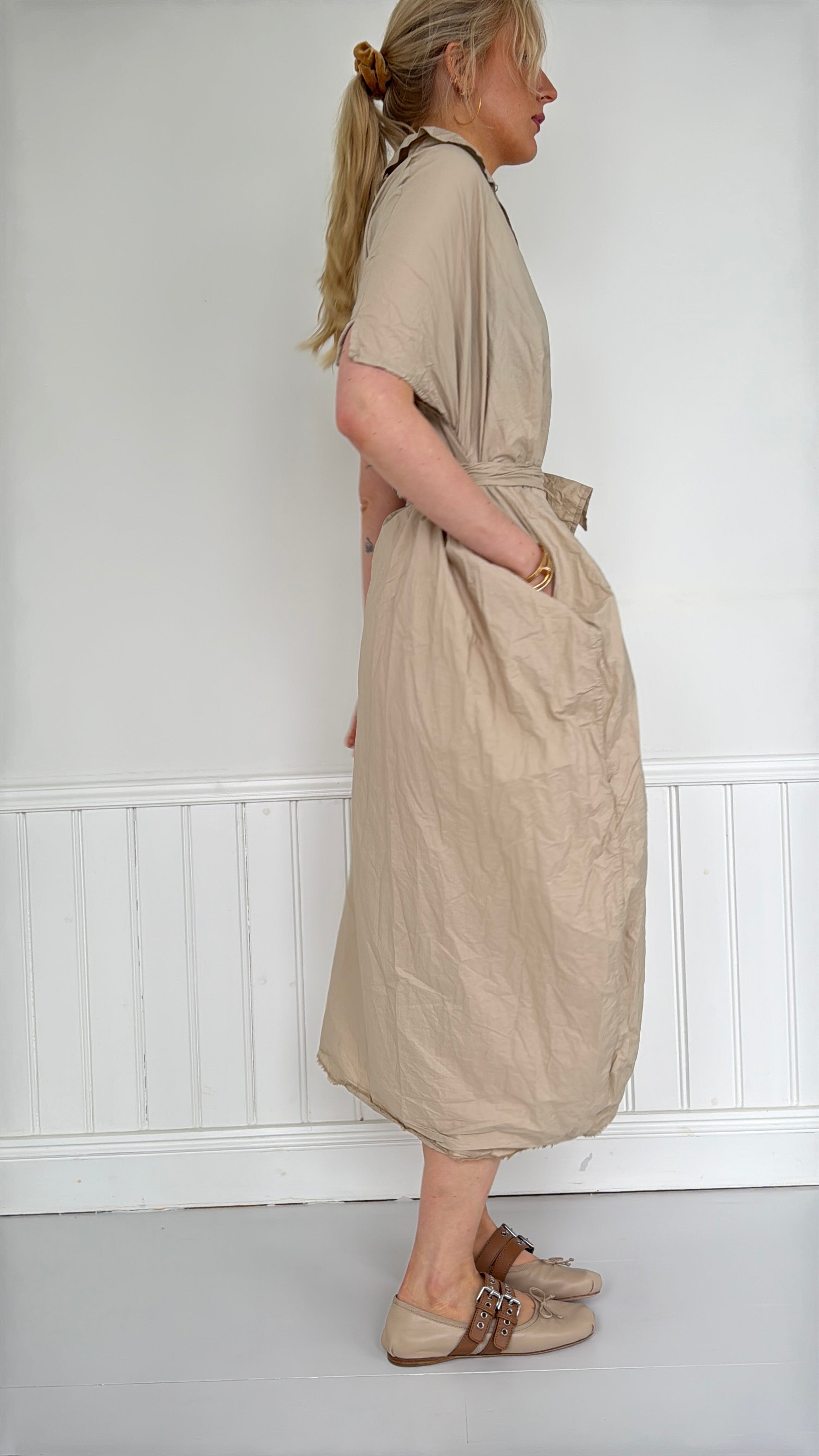 Daniela Gregis Crispy cotton Lena dress beige