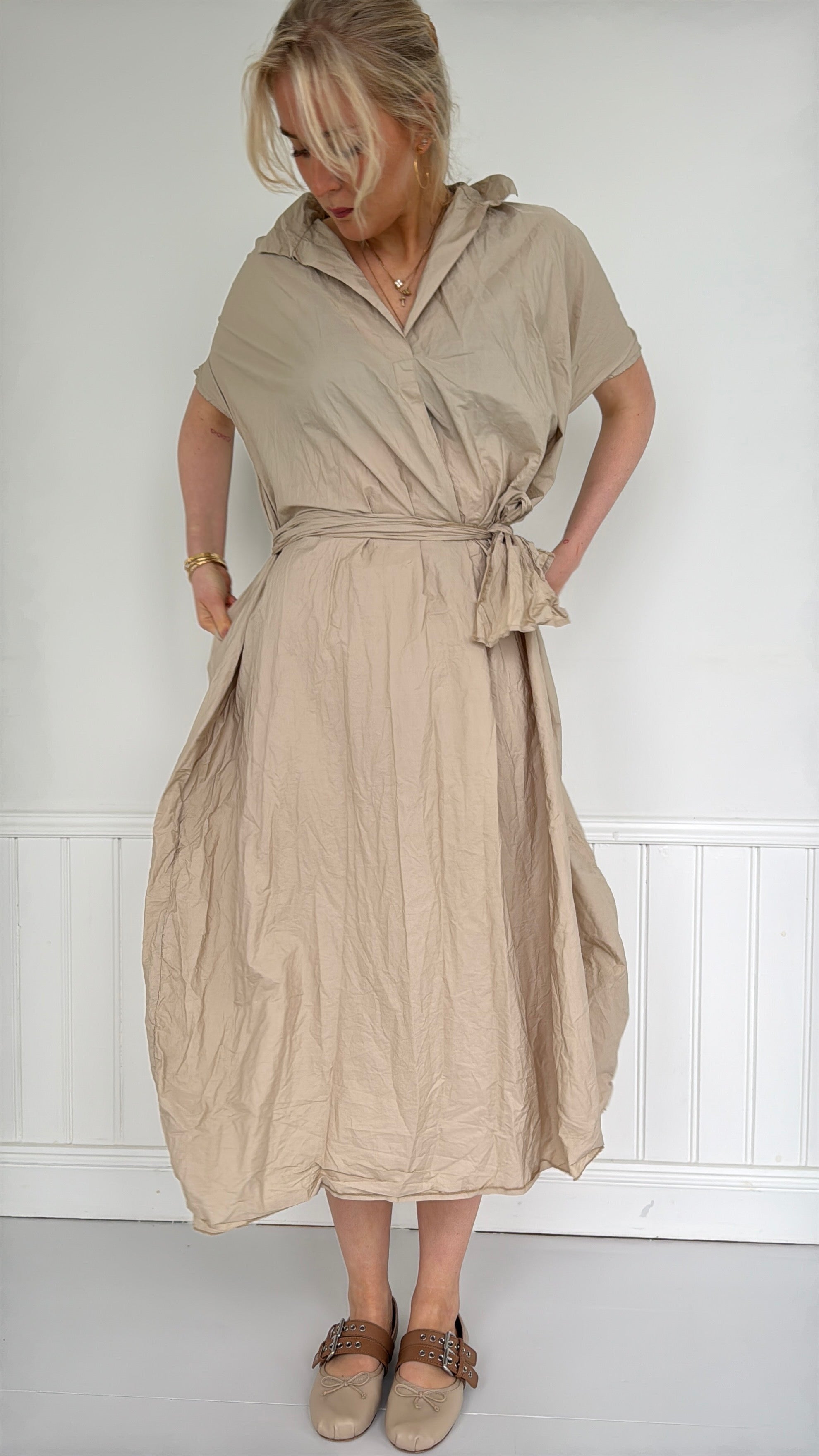 Daniela Gregis Crispy cotton Lena dress beige