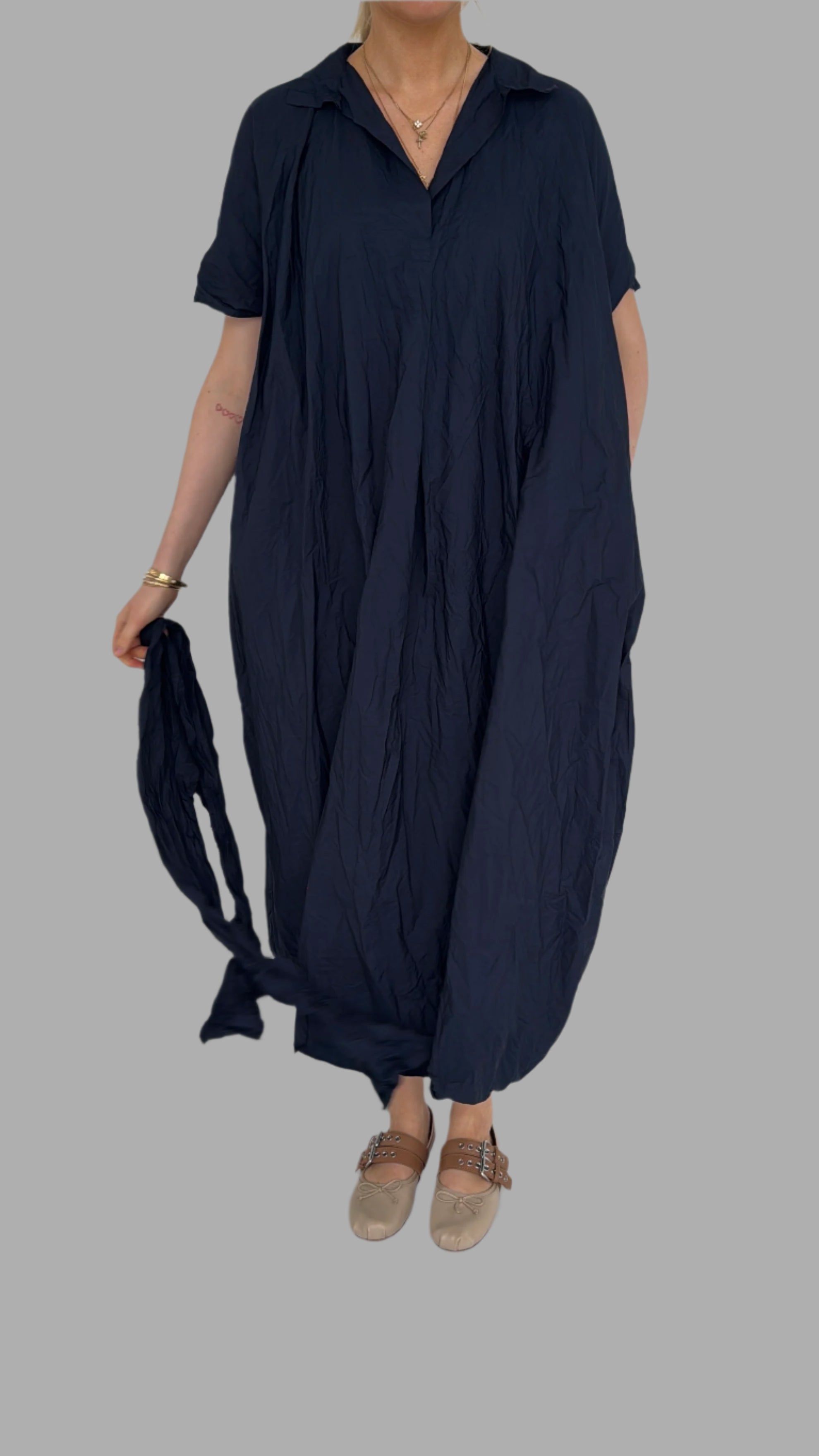 Daniela Gregis Crispy cotton Lena dress navy
