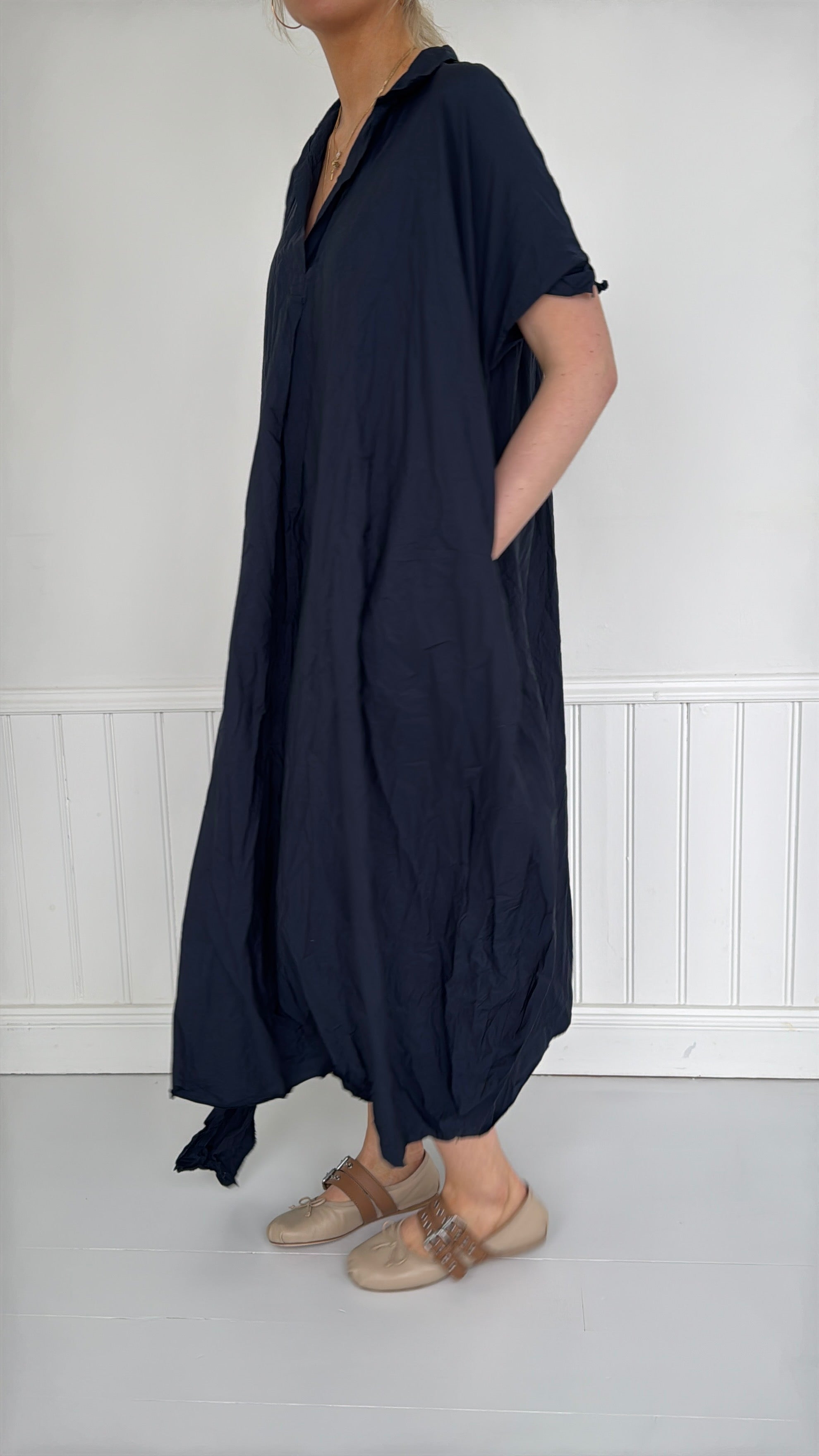 Daniela Gregis Crispy cotton Lena dress navy