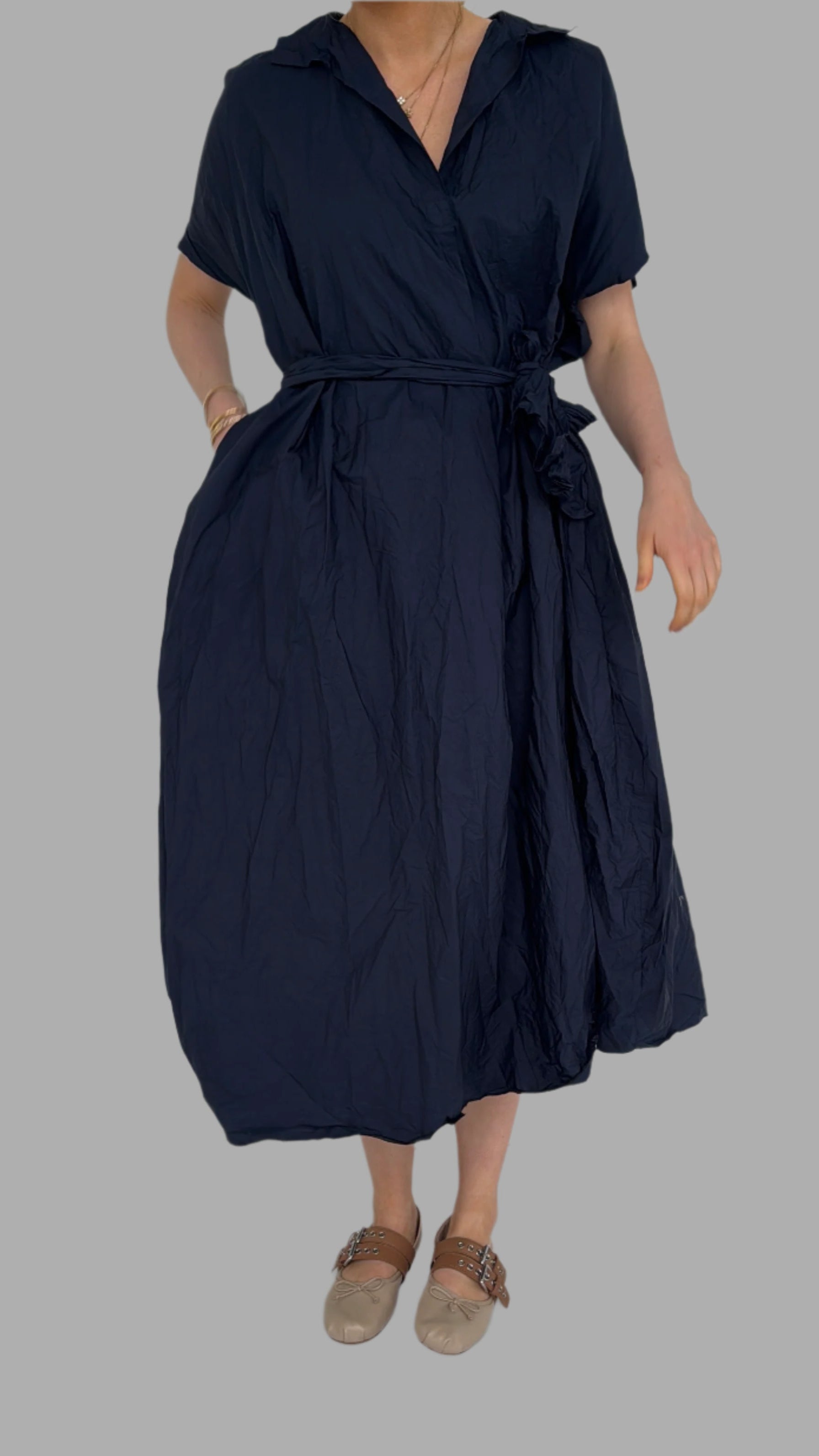 Daniela Gregis Crispy cotton Lena dress navy