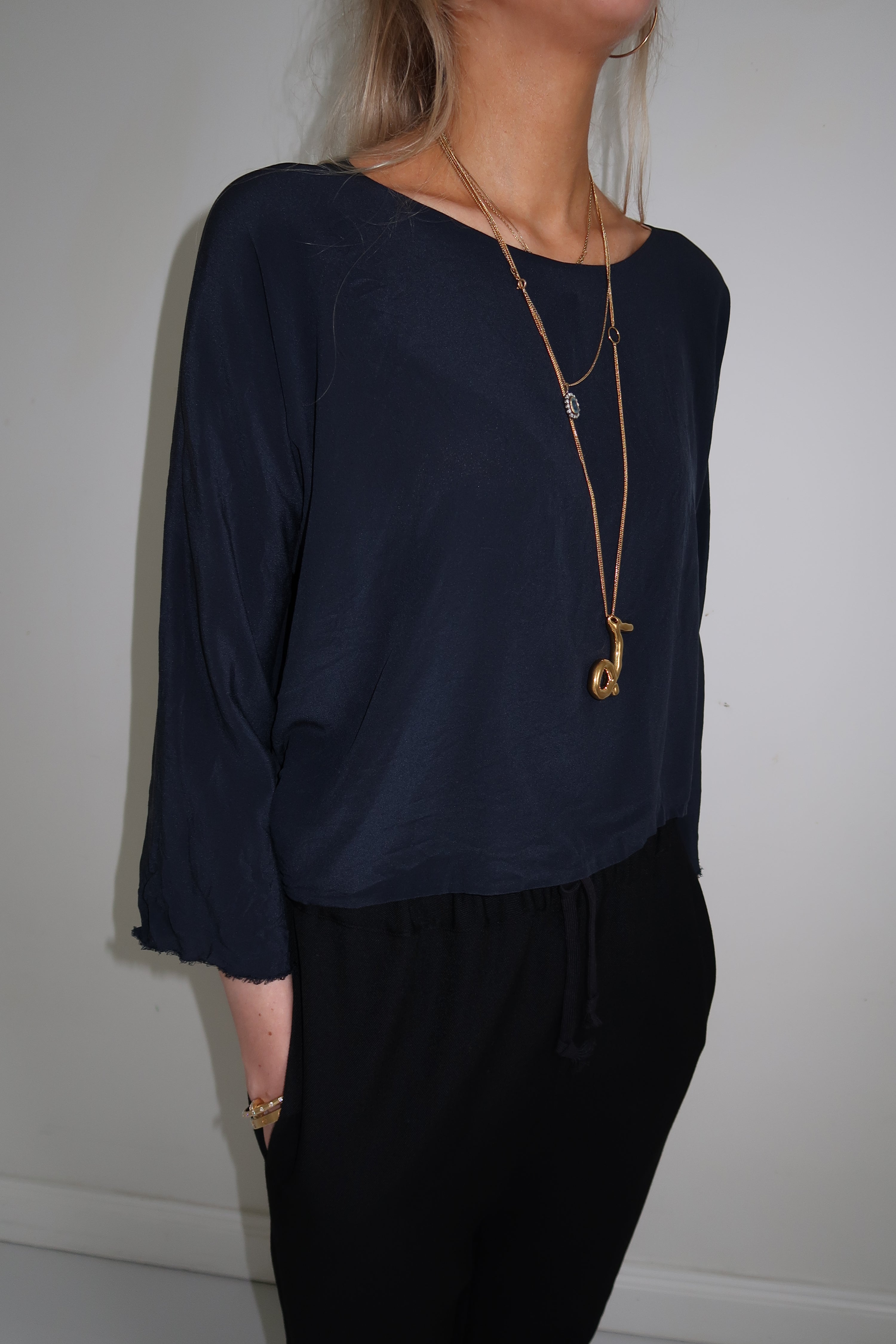 Daniela Gregis lil silk top Navy