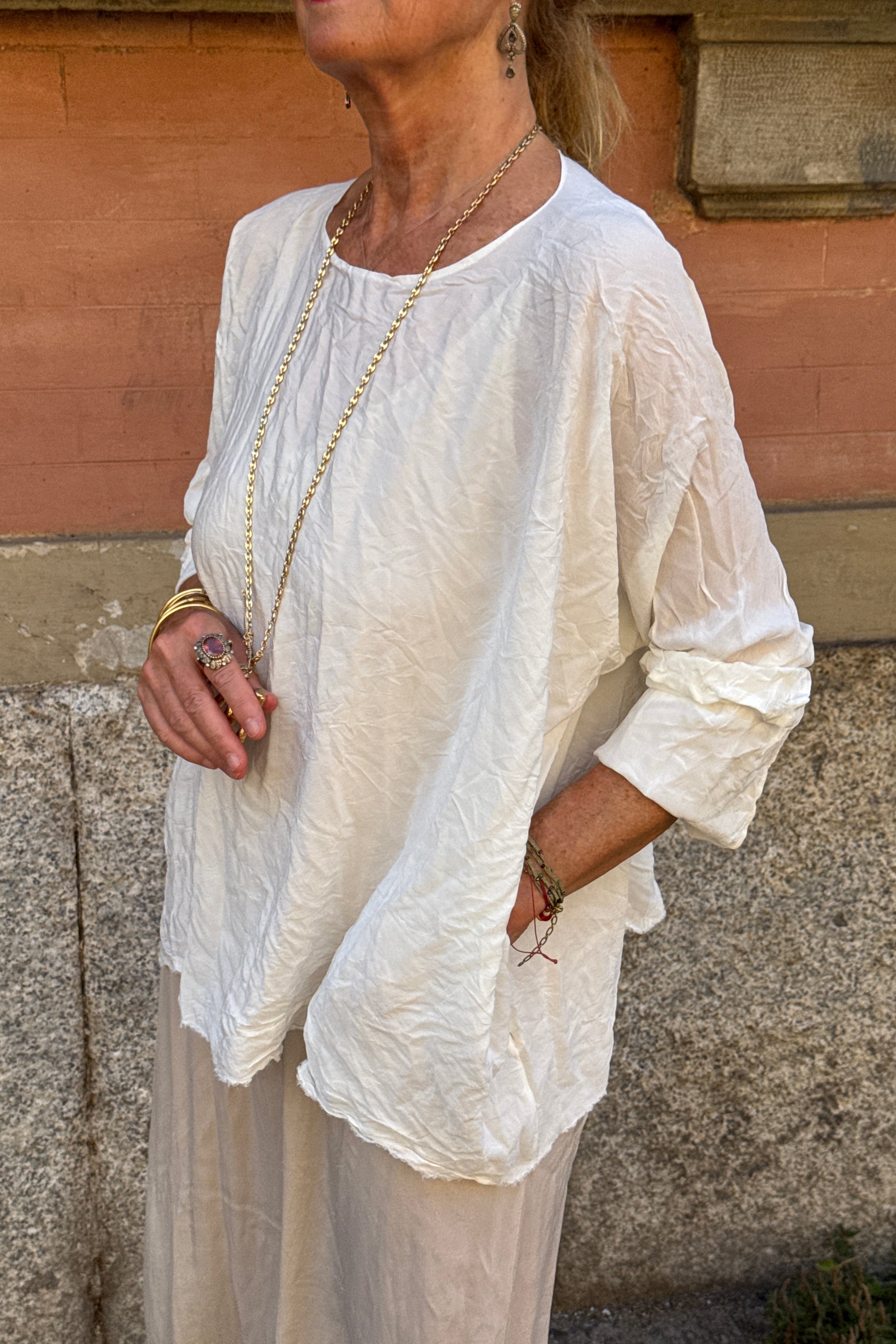 Daniela Gregis Longer silk top White