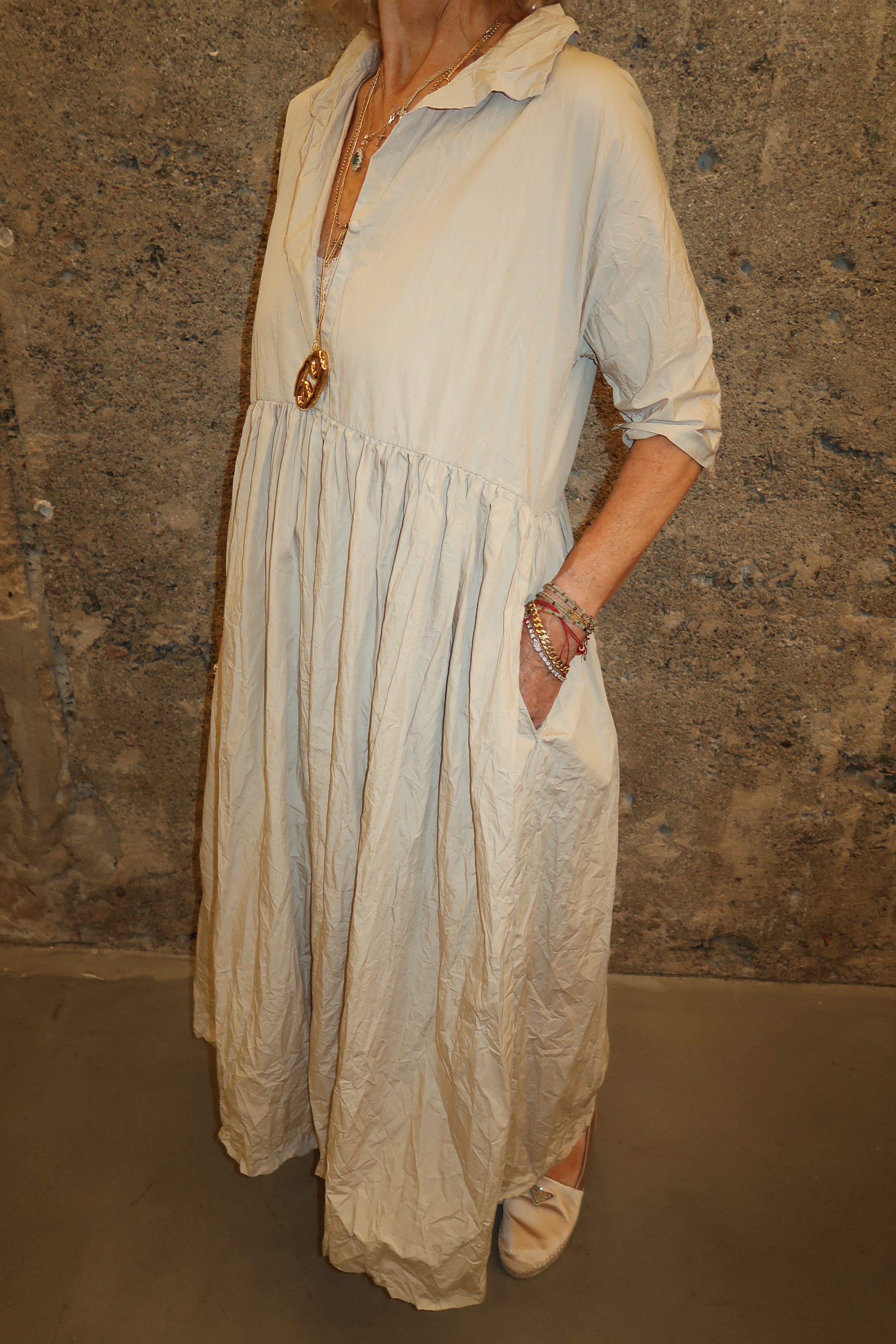 Daniela Gregis Madeleine dress in crispy cotton Beige