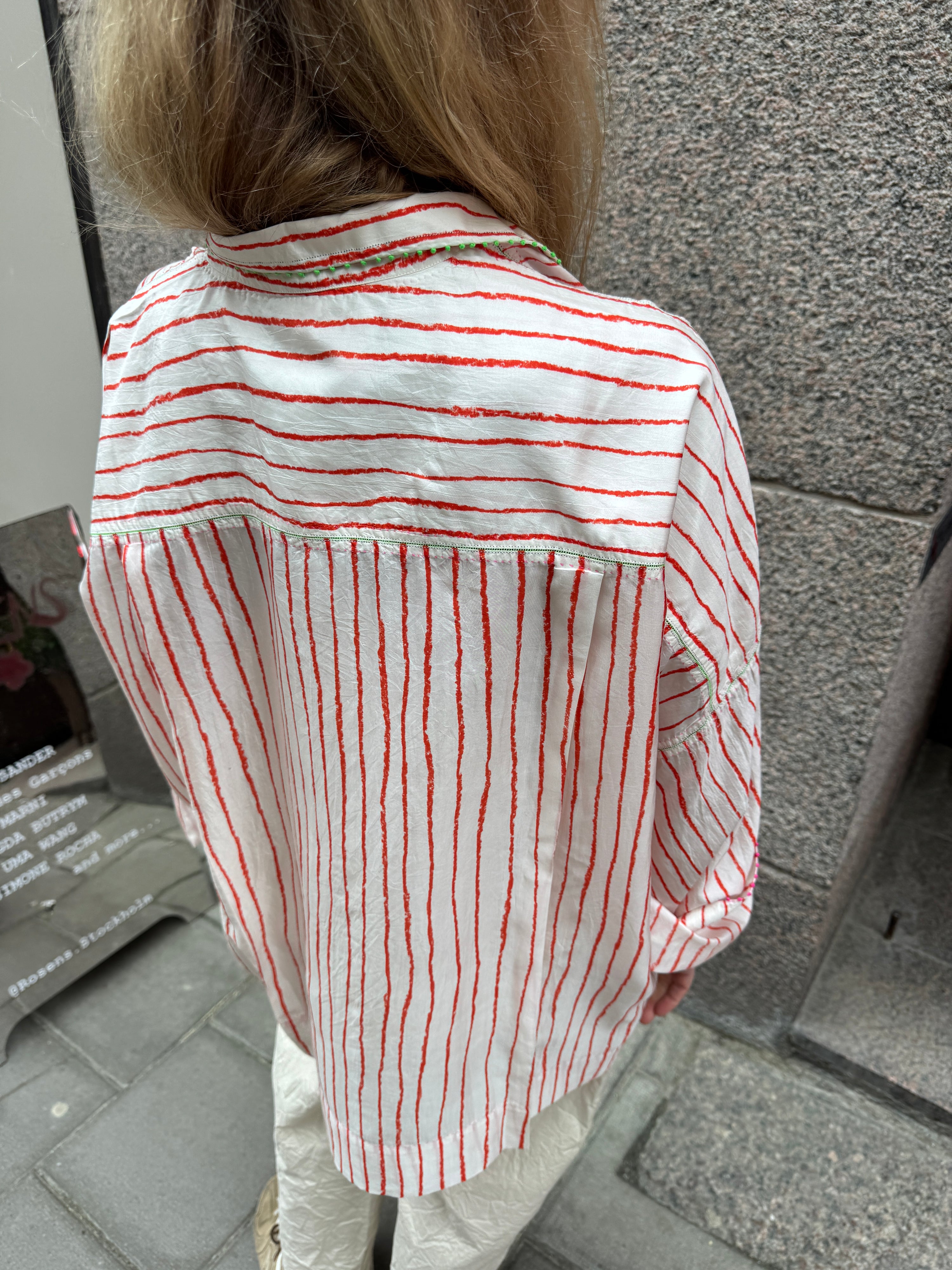 Pero - Striped Silk Blouse - Lava