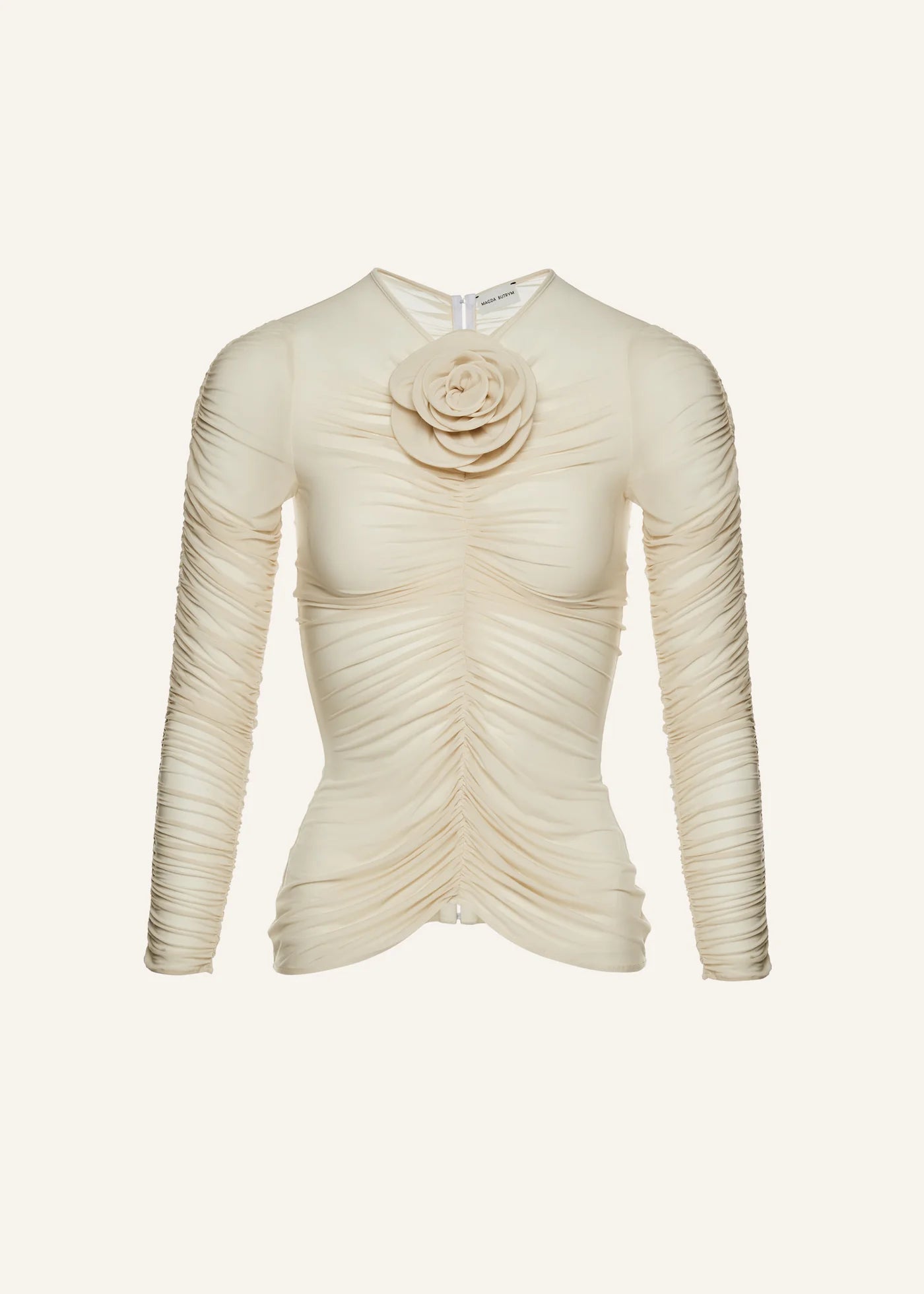 Magda Butrym Floral-appliqué ruched top in cream