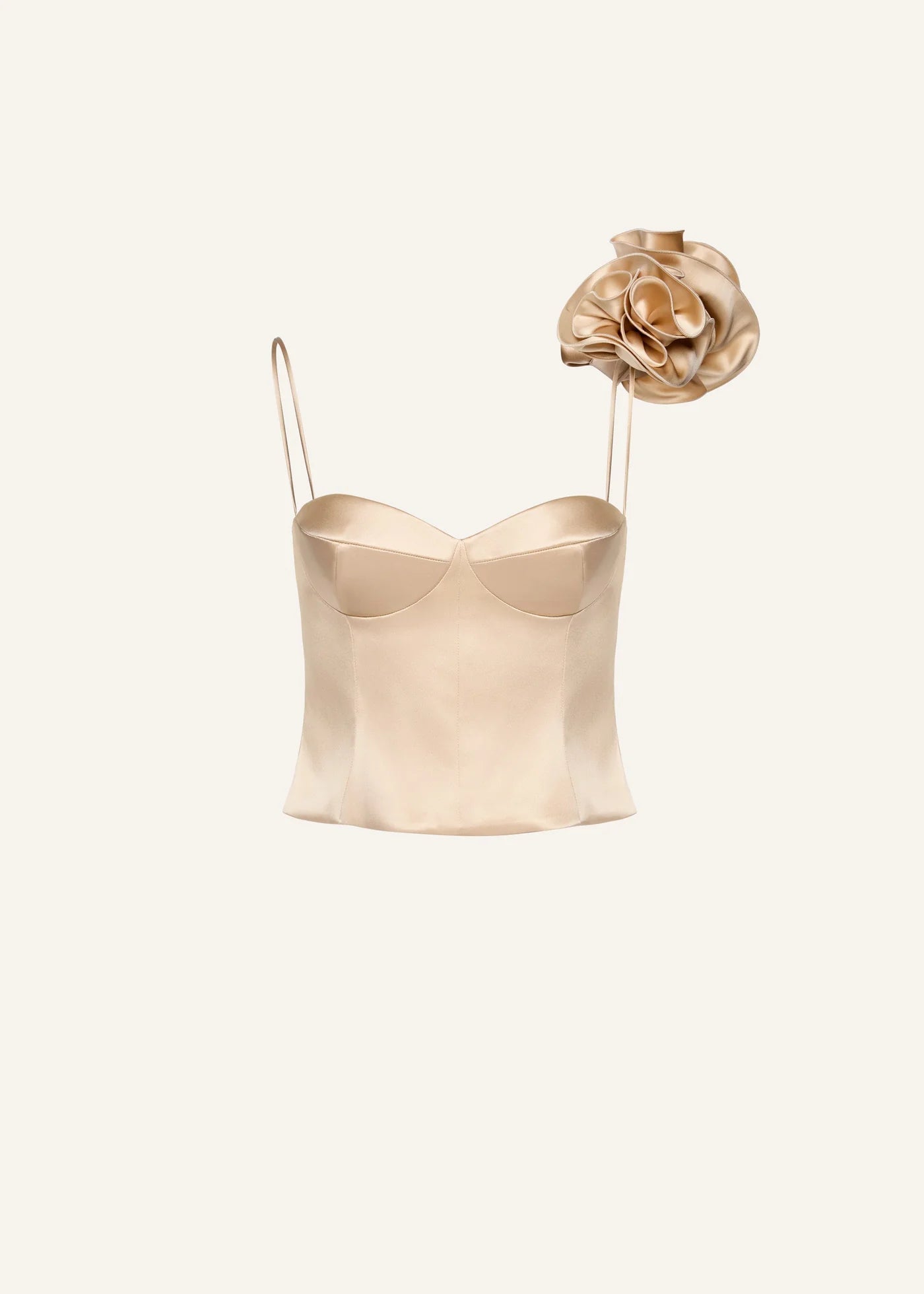 Magda Butrym Flower appliqué silk tank in beige