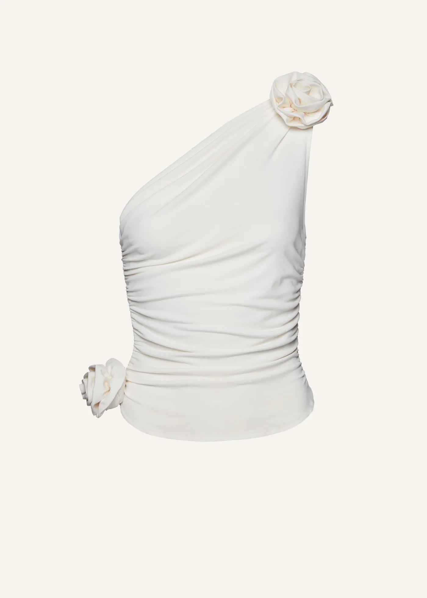 Magda Butrym One-shoulder embellished ruched stretch-jersey top white