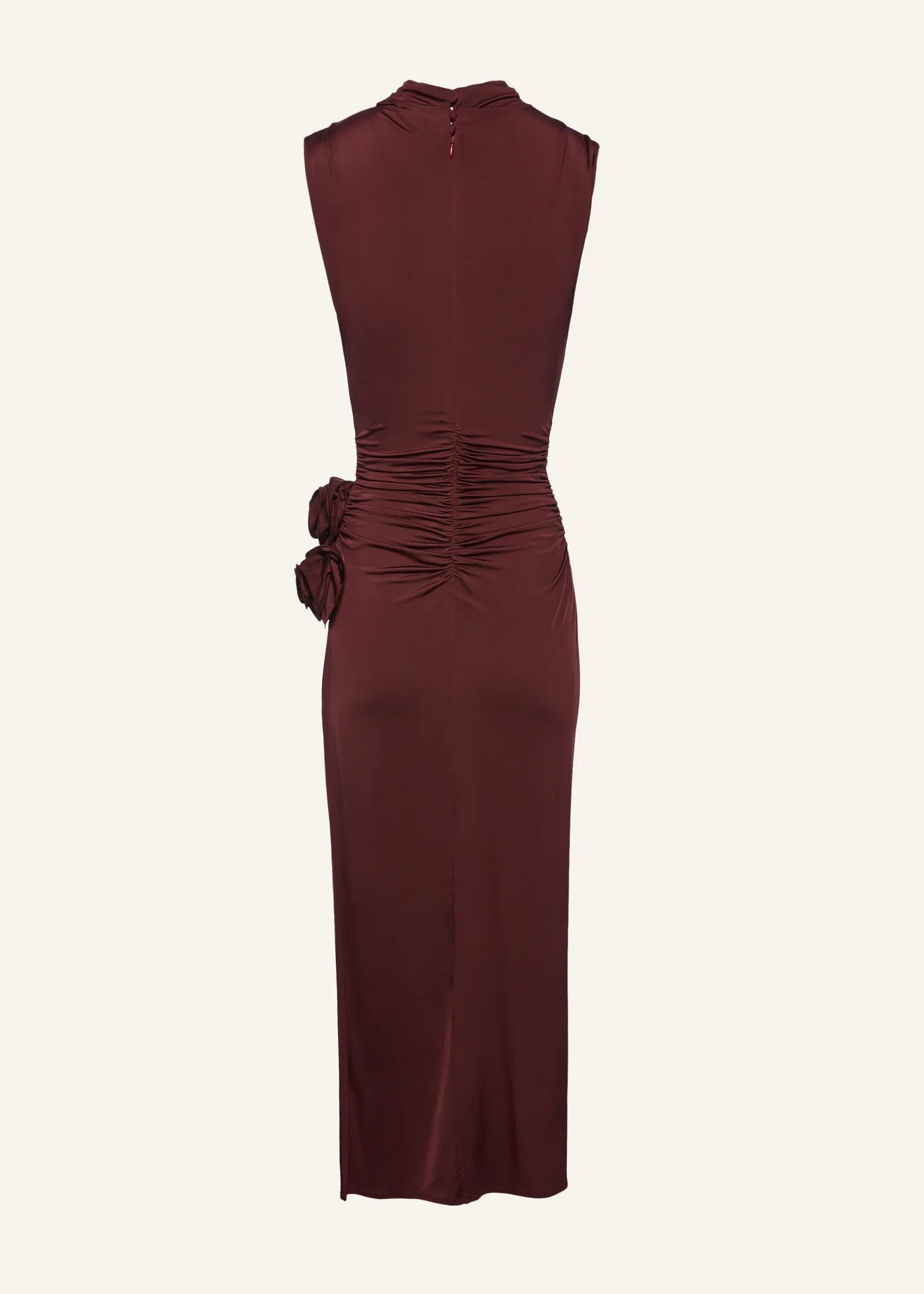 Magda Butrym Draped high neck midi dress in burgundy