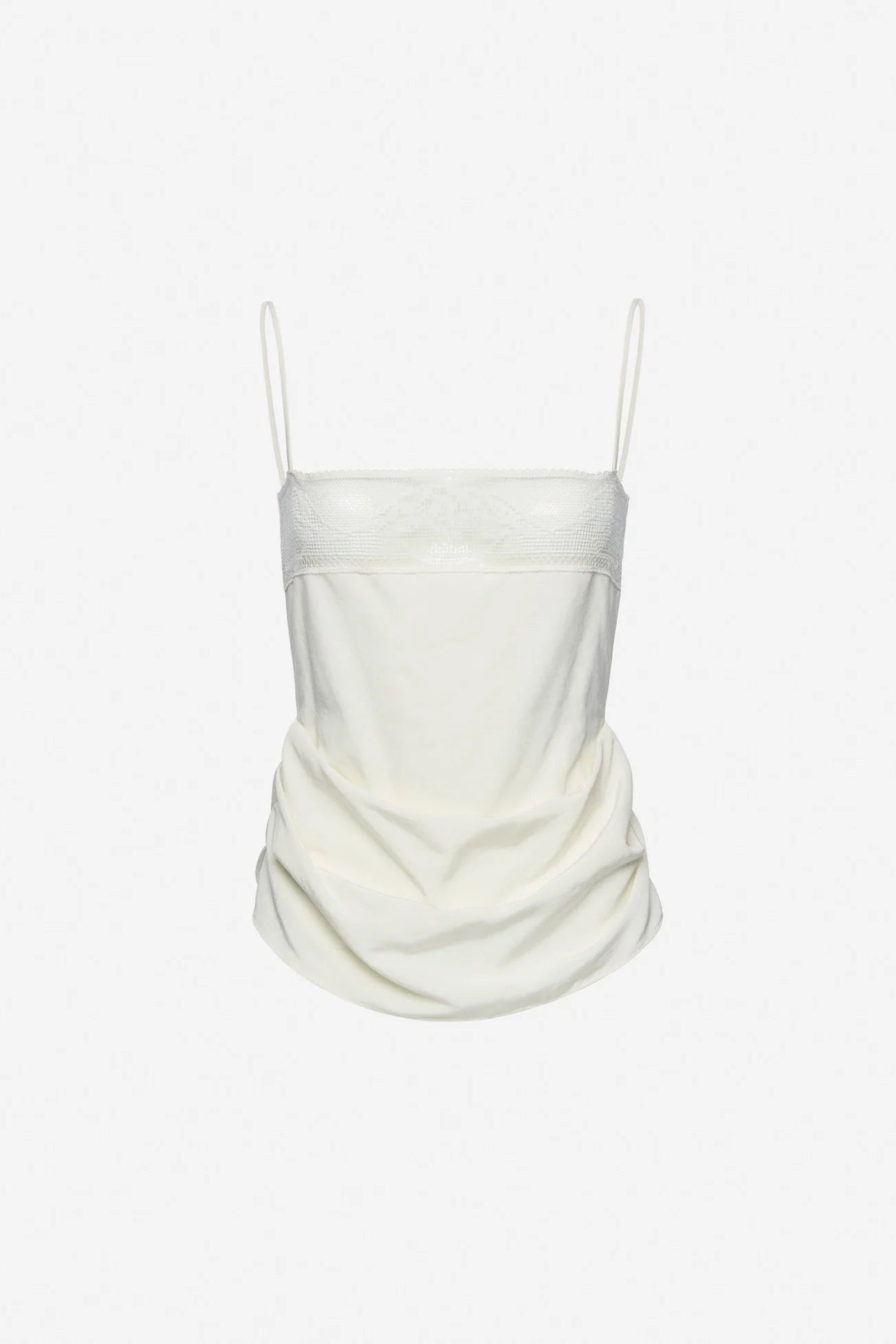 Magda Butrym Draped silk lace-trim top in cream