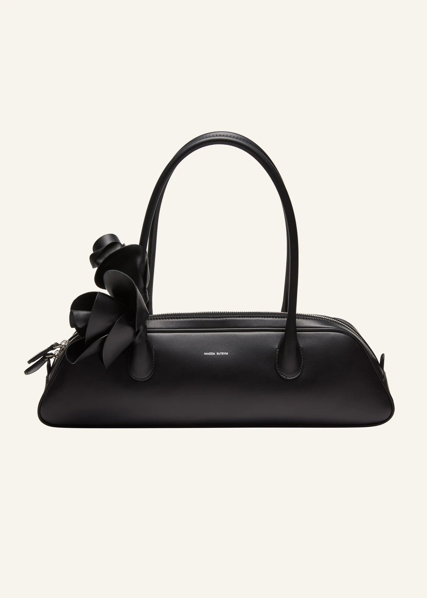 Magda Butrym Brigitte trapeze bag in black leather and silver
