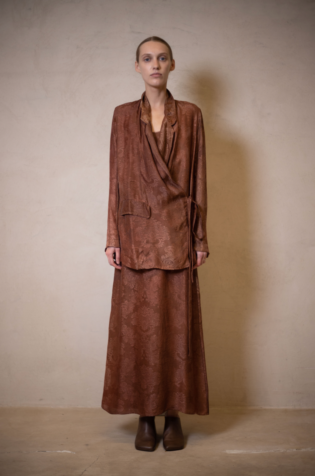 Uma Wang Laura jacquard jacket in rust