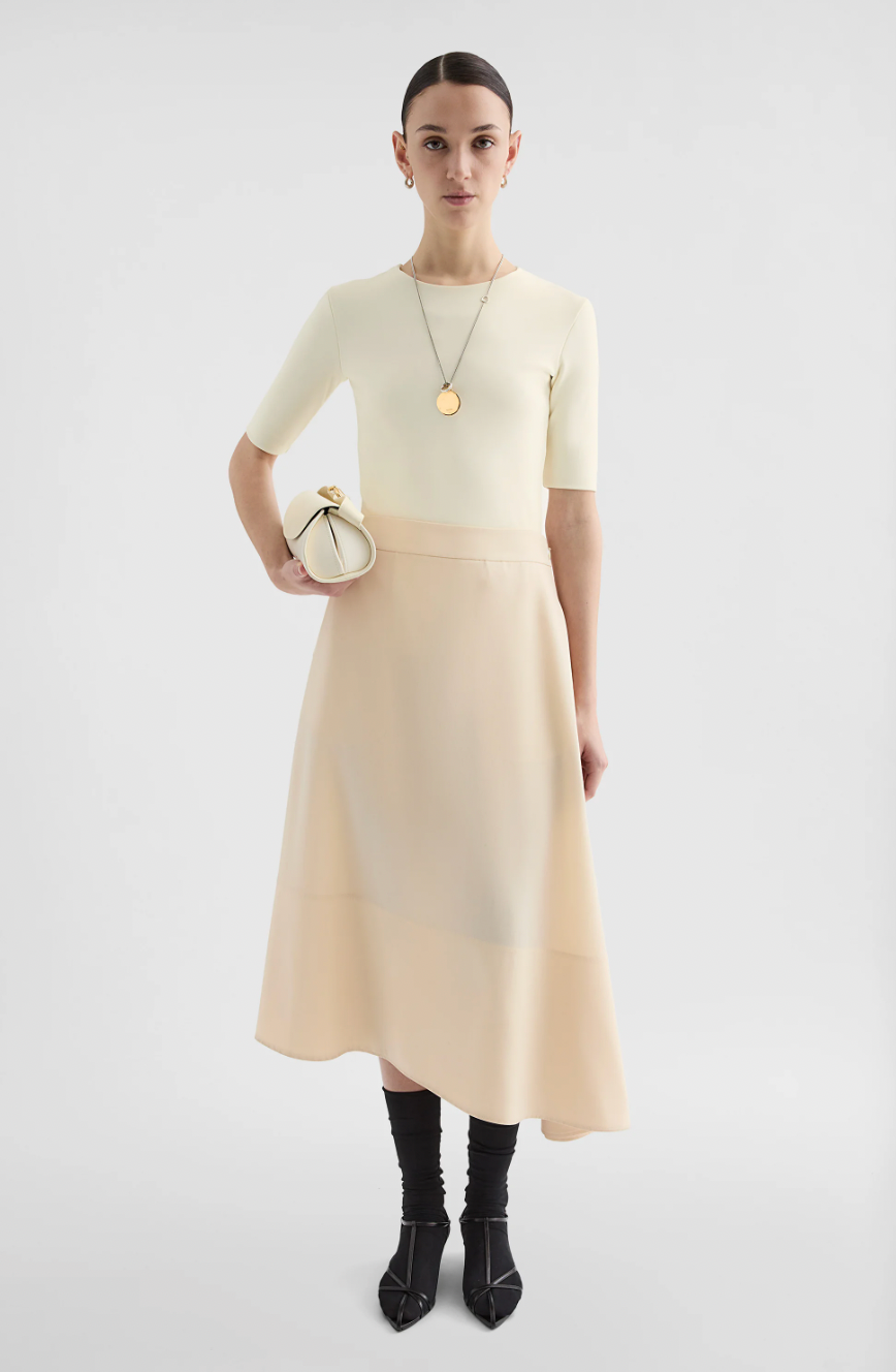 Jil Sander Crepe fluid T-shirt Cream