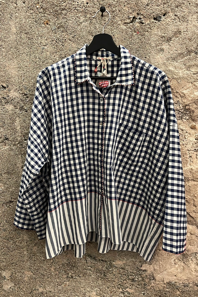 Pero Soft Youm Checked Navy Shirt