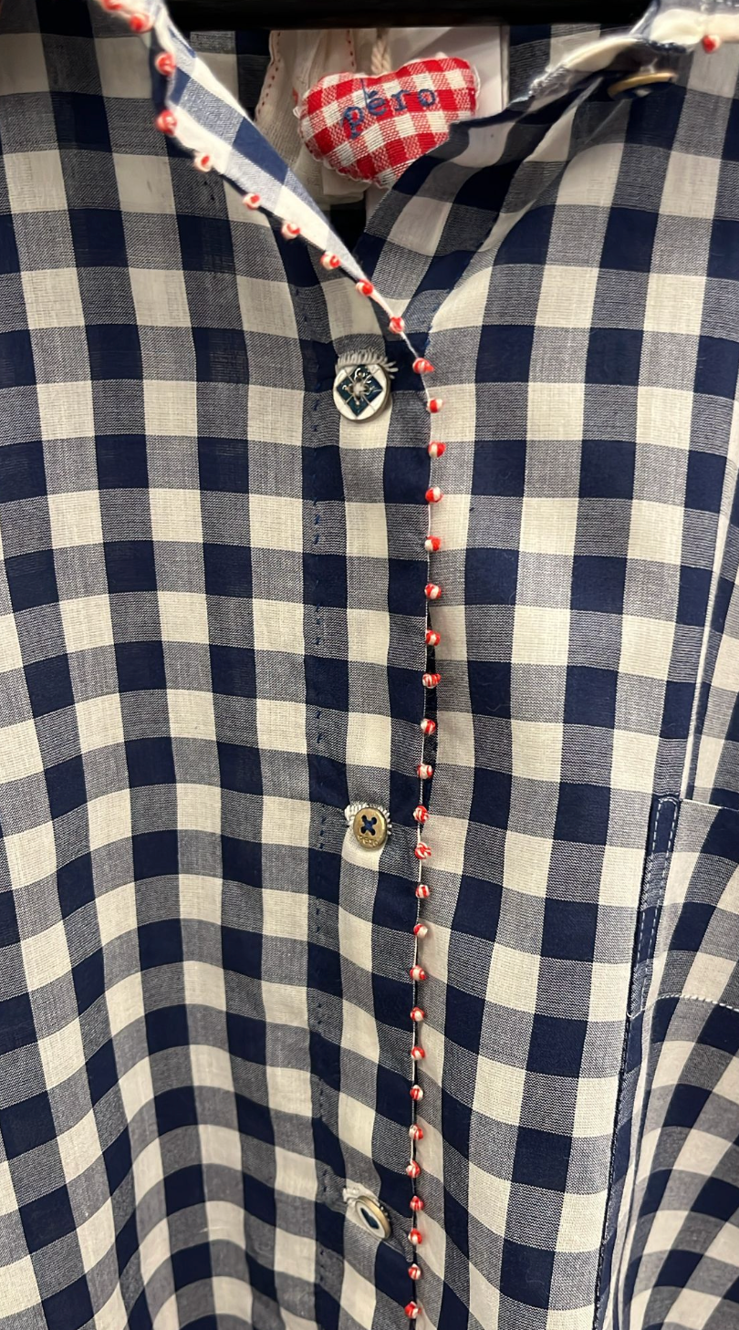 Pero Soft Youm Checked Navy Shirt