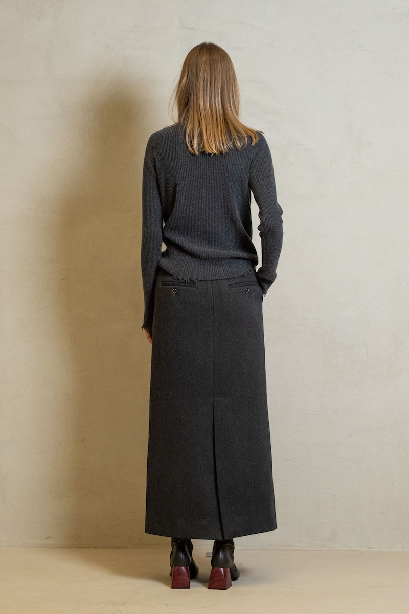 Uma Wang High Neck Rib Dark Grey
