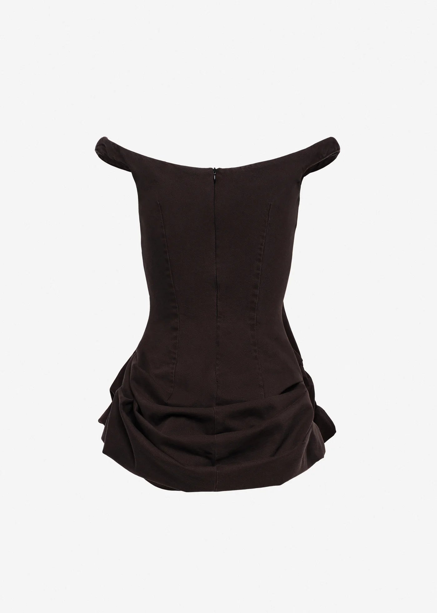 Magda Butrym Off-shoulder fitted denim mini dress in brown