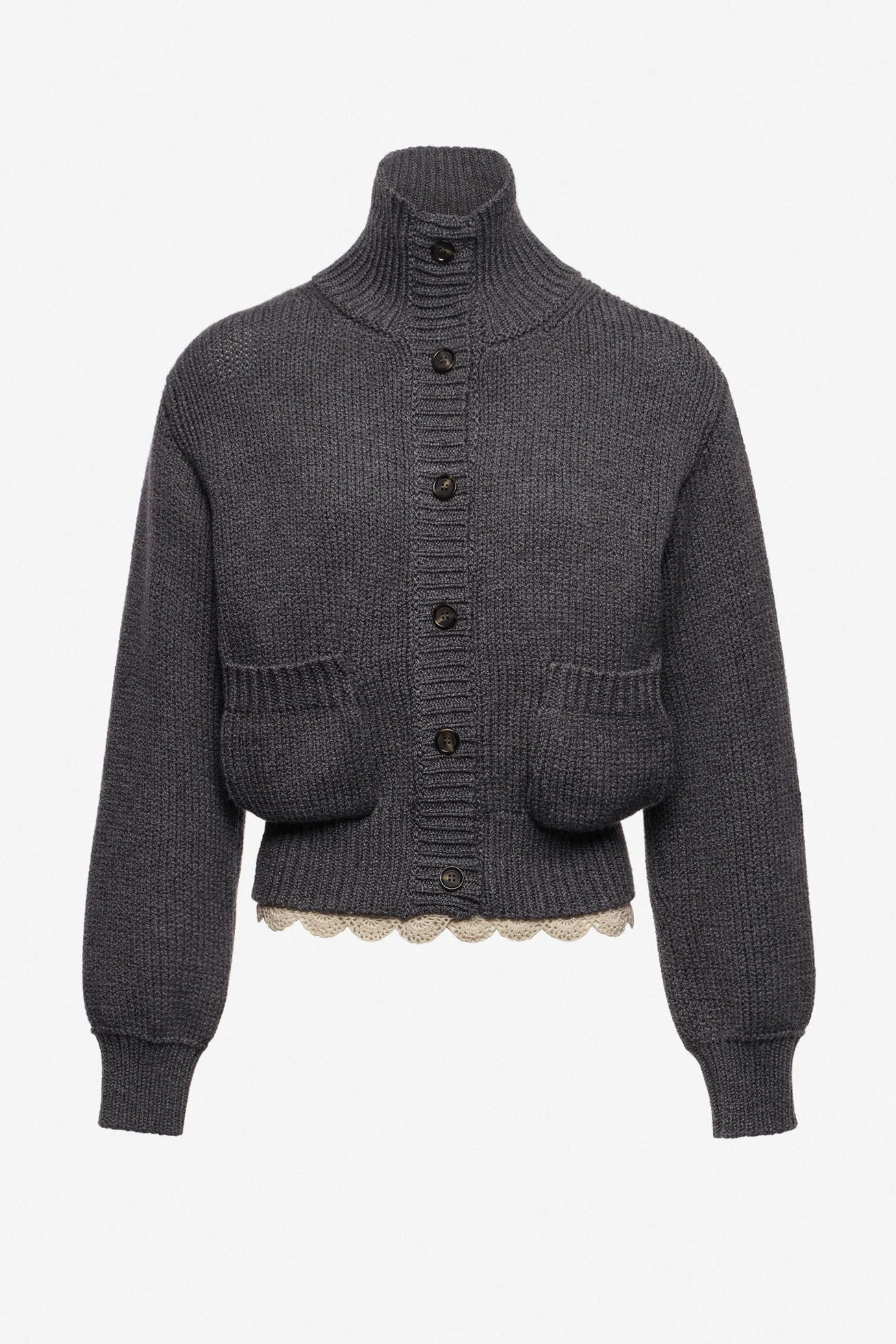 Magda Butrym with high collar cardigan